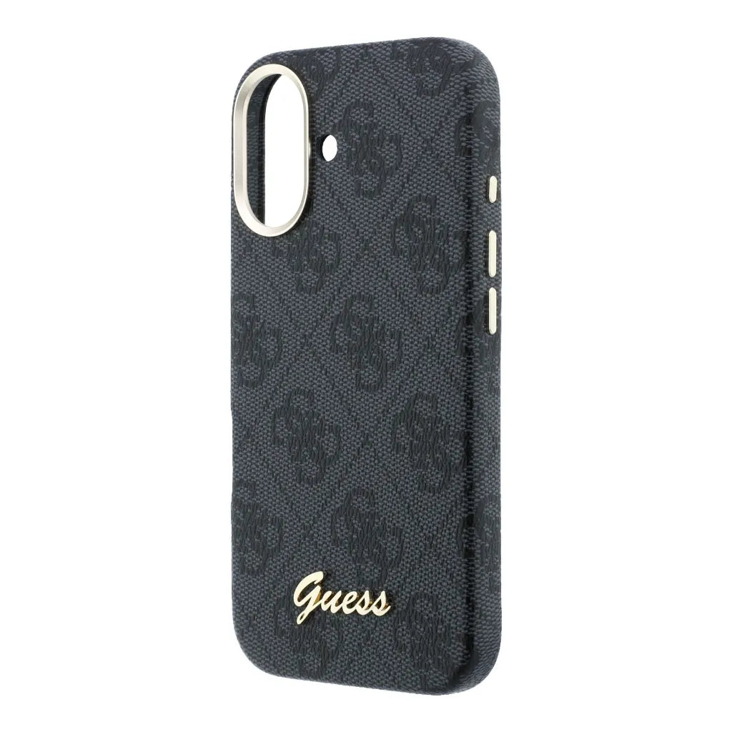 Guess GUHMP16S5P4FWMSK 4G Vintage Gold Logo Magsafe Hardcase for iPhone 16 Black