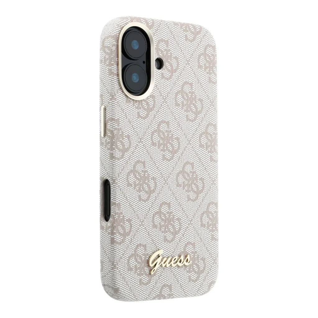 Guess GUHMP16S5P4FWMSP 4G Vintage Gold Logo Magsafe Hardcase for iPhone 16 Pink
