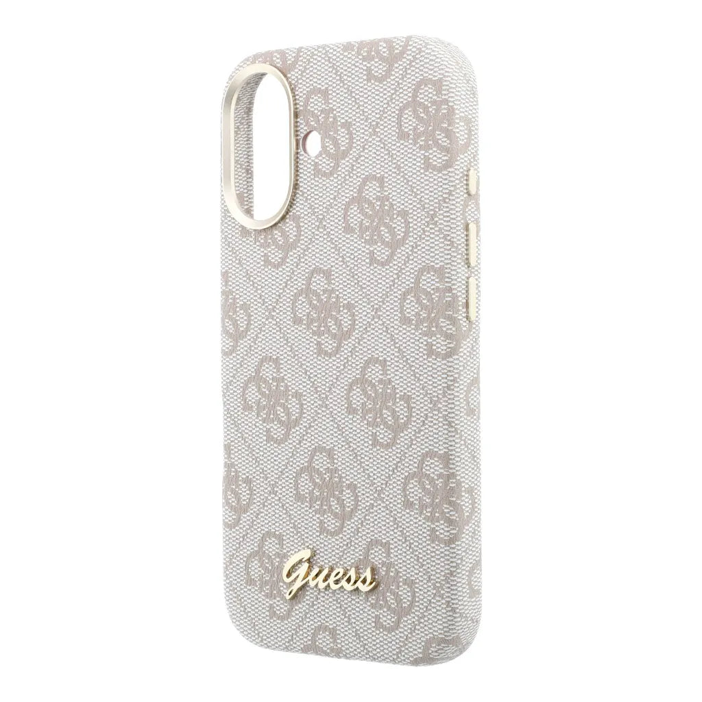 Guess GUHMP16S5P4FWMSP 4G Vintage Gold Logo Magsafe Hardcase for iPhone 16 Pink