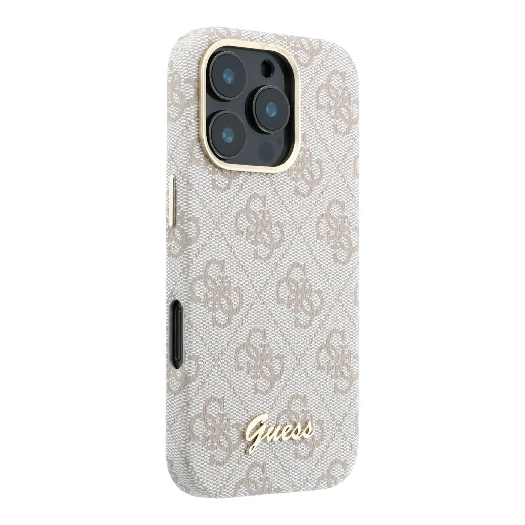 Guess GUHMP16X5P4FWMSP 4G Vintage Gold Logo Magsafe Hardcase for iPhone 16 pro Max Pink