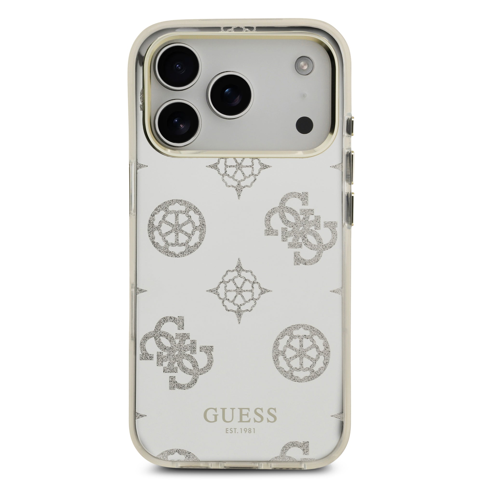GUESS GUHMP17LHMRPOGDS HardCase MagSafe TPU MIRROR W/ PEONY Glitter SILVER iPhone 17 Pro