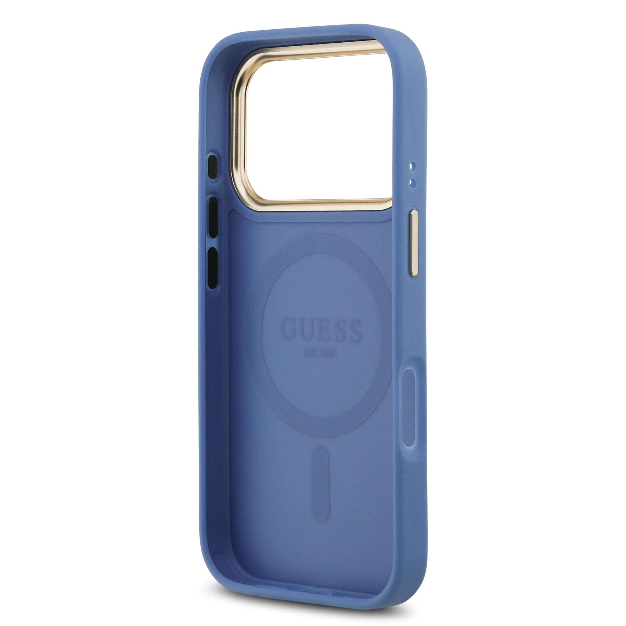 GUESS GUHMP17LP4GRMDEB Hardcase MagSafe PU W/ 4G PU Strass Logo Blue iPhone 17 Pro