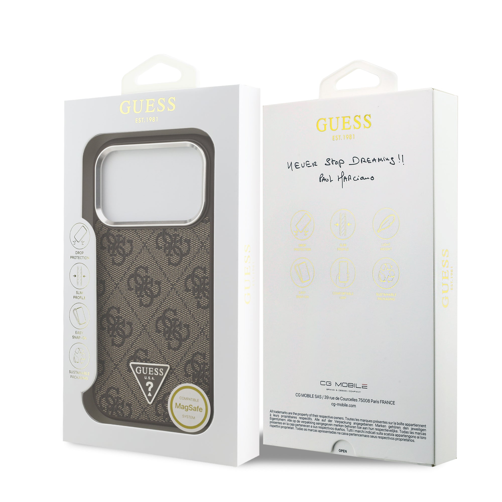 GUESS GUHMP17XP4TSRCMW HardCase MagSafe 4G PU W/ Triangle Logo SL Brown iPhone 17 Pro Max