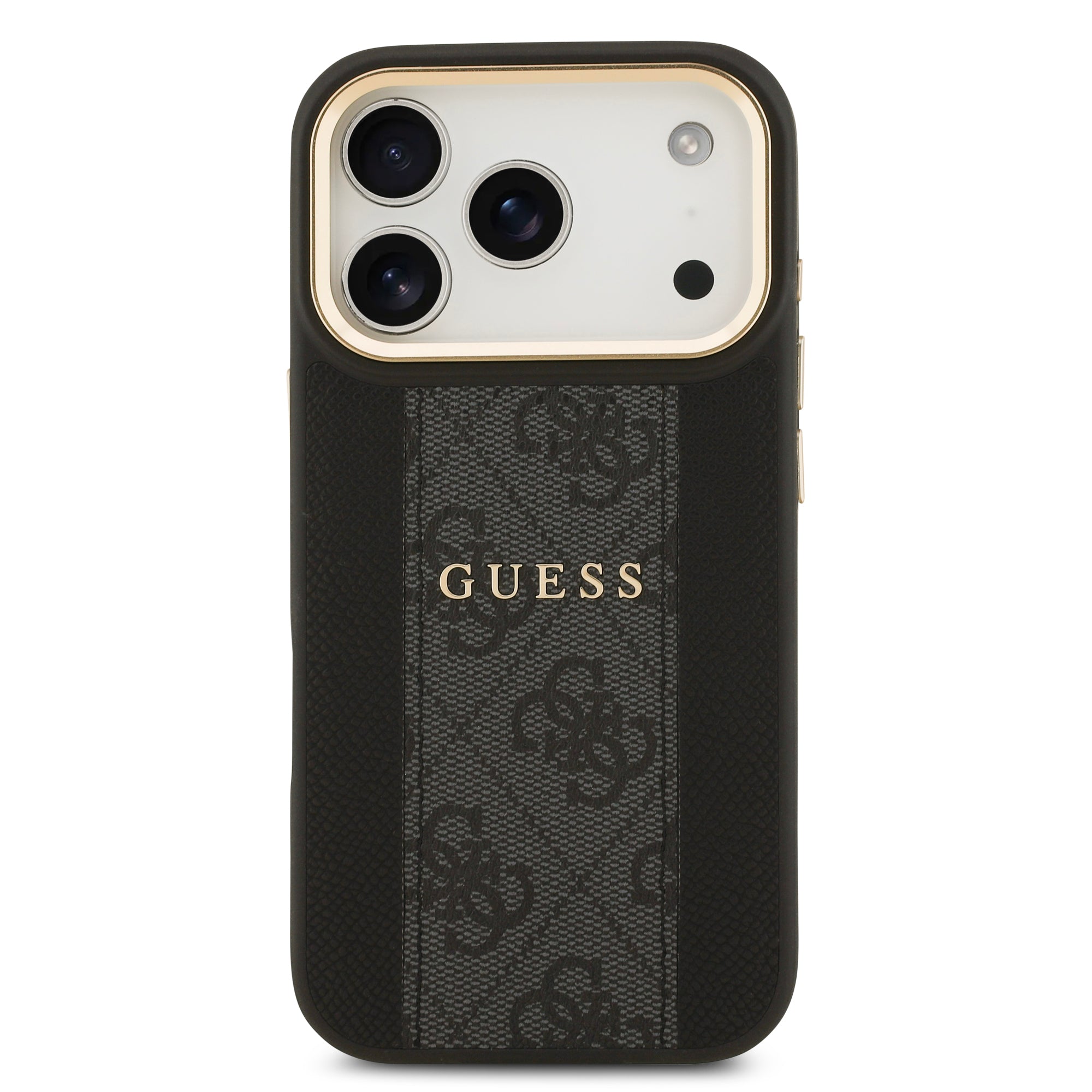 GUESS GUHMP17LPG4SEMCK Hardcase MagSafe PU W/ 4G PU Stripe Black iPhone 17 Pro