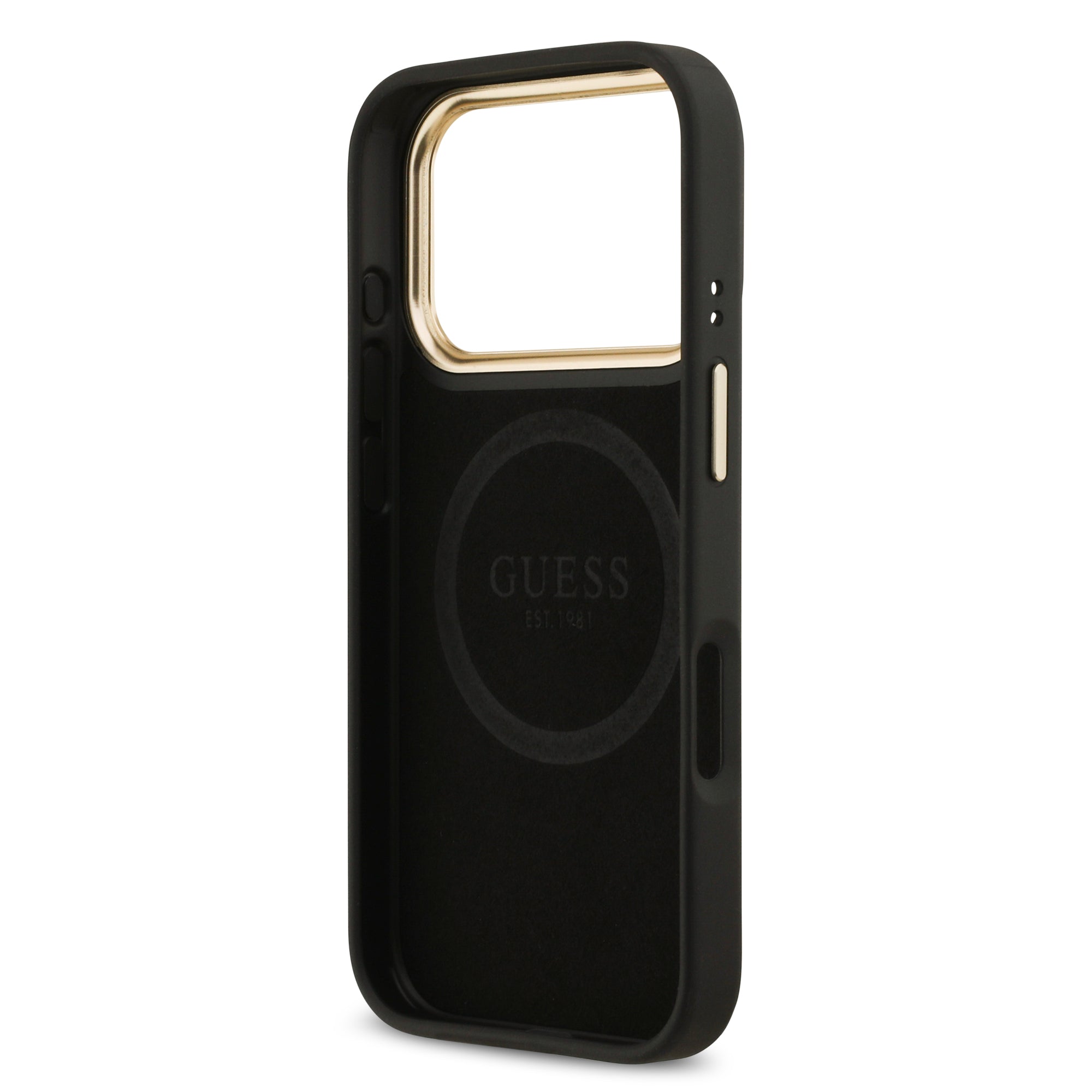 GUESS GUHMP17LU4GPRK HardCase MagSafe 4G PU Logo Plate Black iPhone 17 Pro