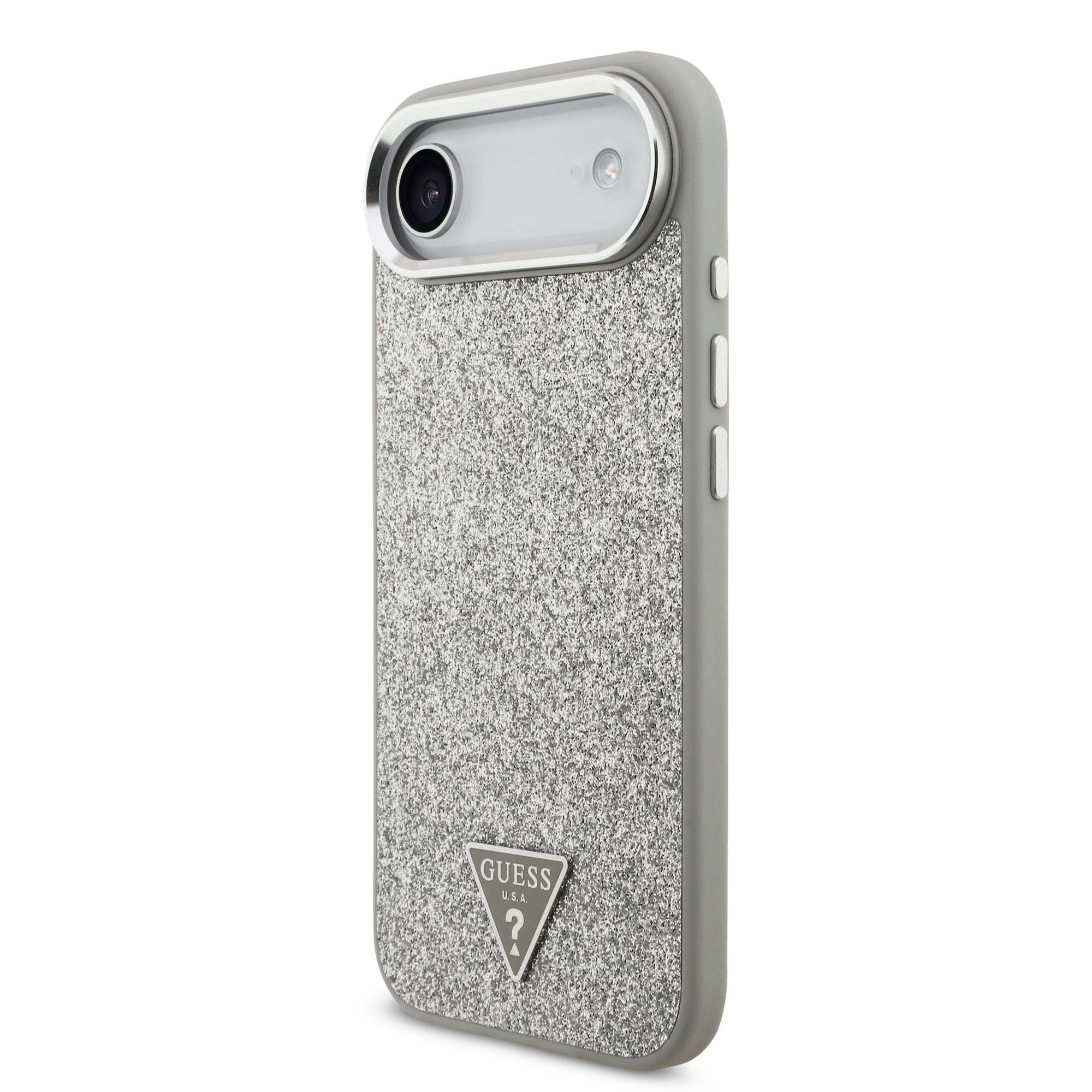 GUESS GUHMP17MPFGTSCMS Hardcase MagSafe PU Glitter W/ Triangle Logo Silver iPhone 17 Air