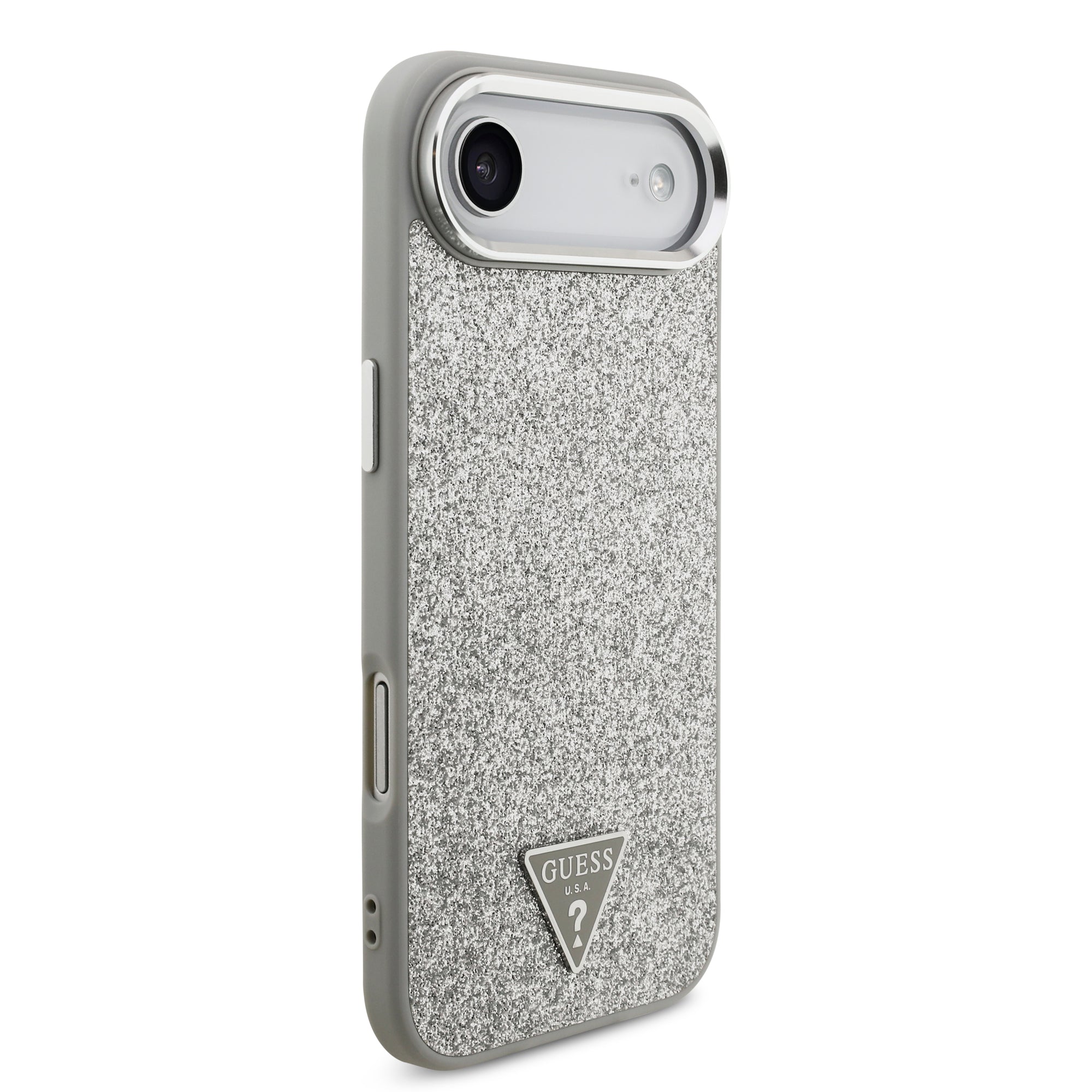 GUESS GUHMP17MPFGTSCMS Hardcase MagSafe PU Glitter W/ Triangle Logo Silver iPhone 17 Air