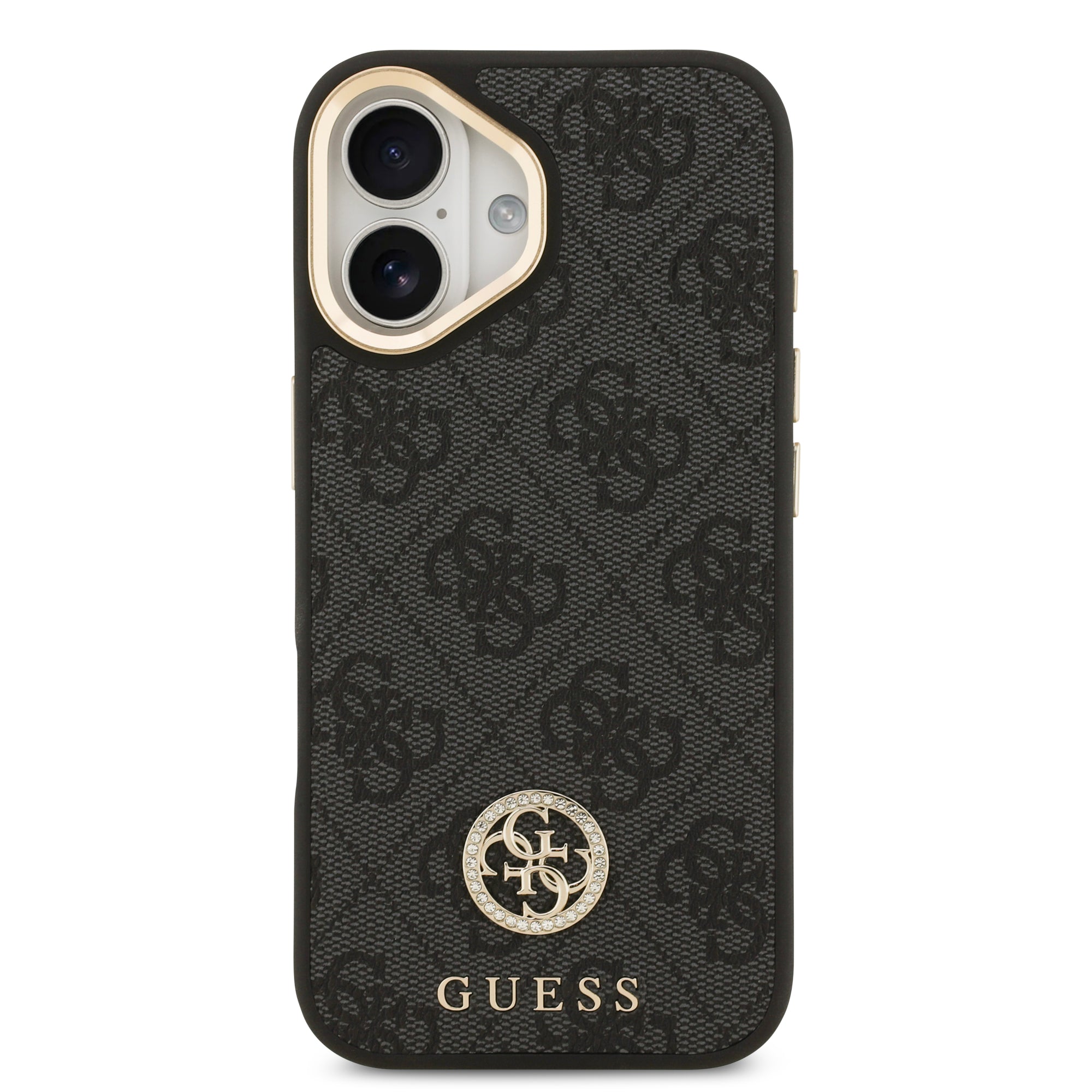 GUESS GUHMP17SP4G4DCSK HardCase MagSafe 4G PU W/ Strass Logo & Big Strap Metal Buttons Black iPhone 17