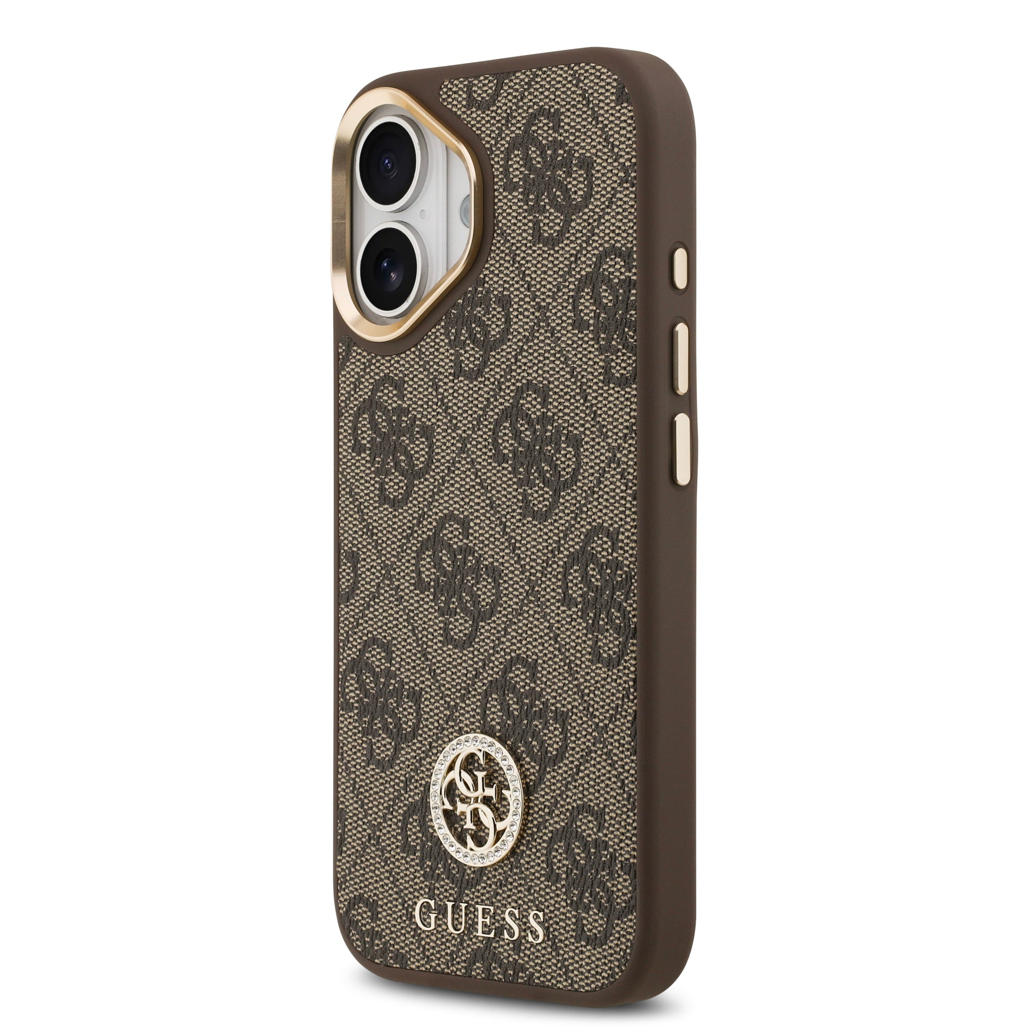 GUESS GUHMP16LP4G4DCSW HardCase MagSafe 4G PU W/ Strass Logo & Big Strap Metal Buttons Brown iPhone 16 Pro