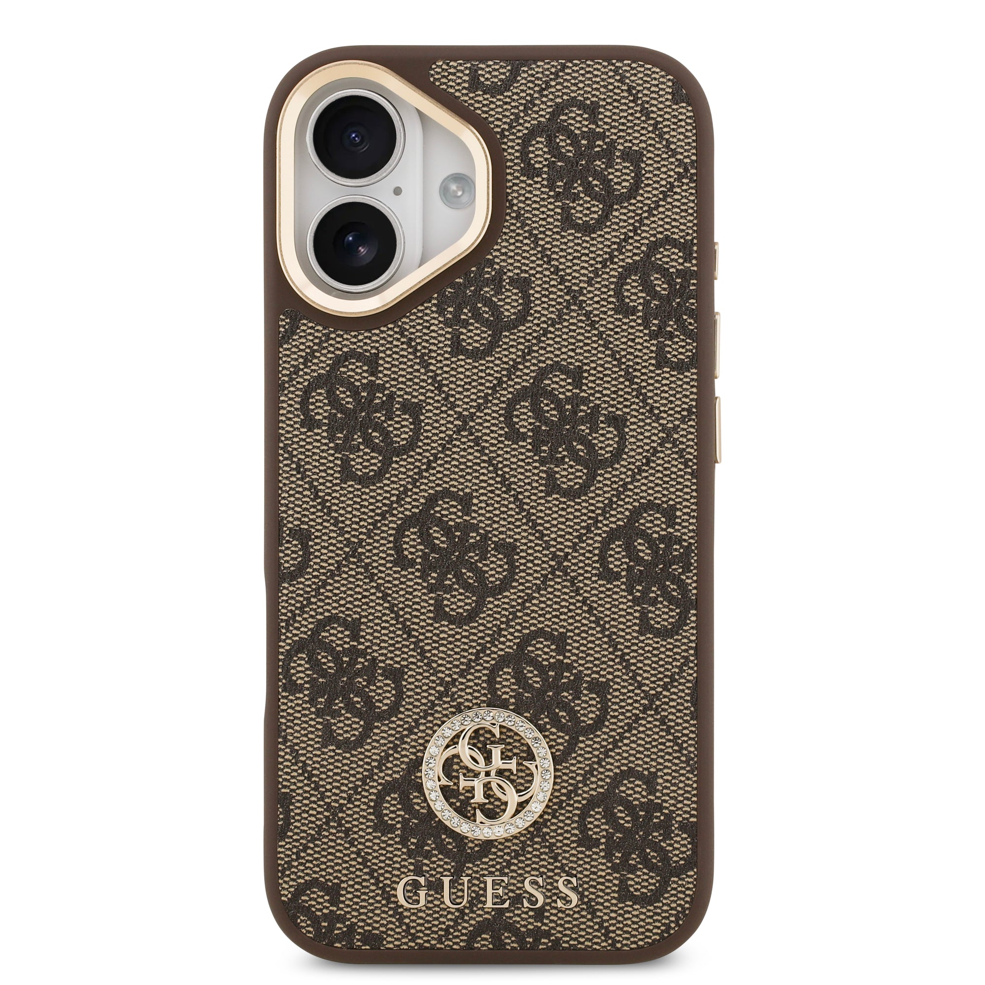 GUESS GUHMP16LP4G4DCSW HardCase MagSafe 4G PU W/ Strass Logo & Big Strap Metal Buttons Brown iPhone 16 Pro