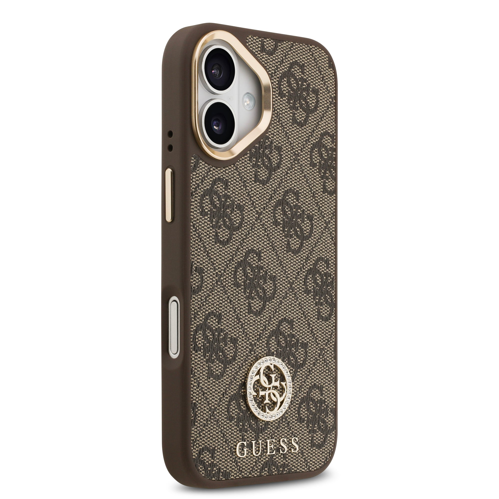 GUESS GUHMP16LP4G4DCSW HardCase MagSafe 4G PU W/ Strass Logo & Big Strap Metal Buttons Brown iPhone 16 Pro