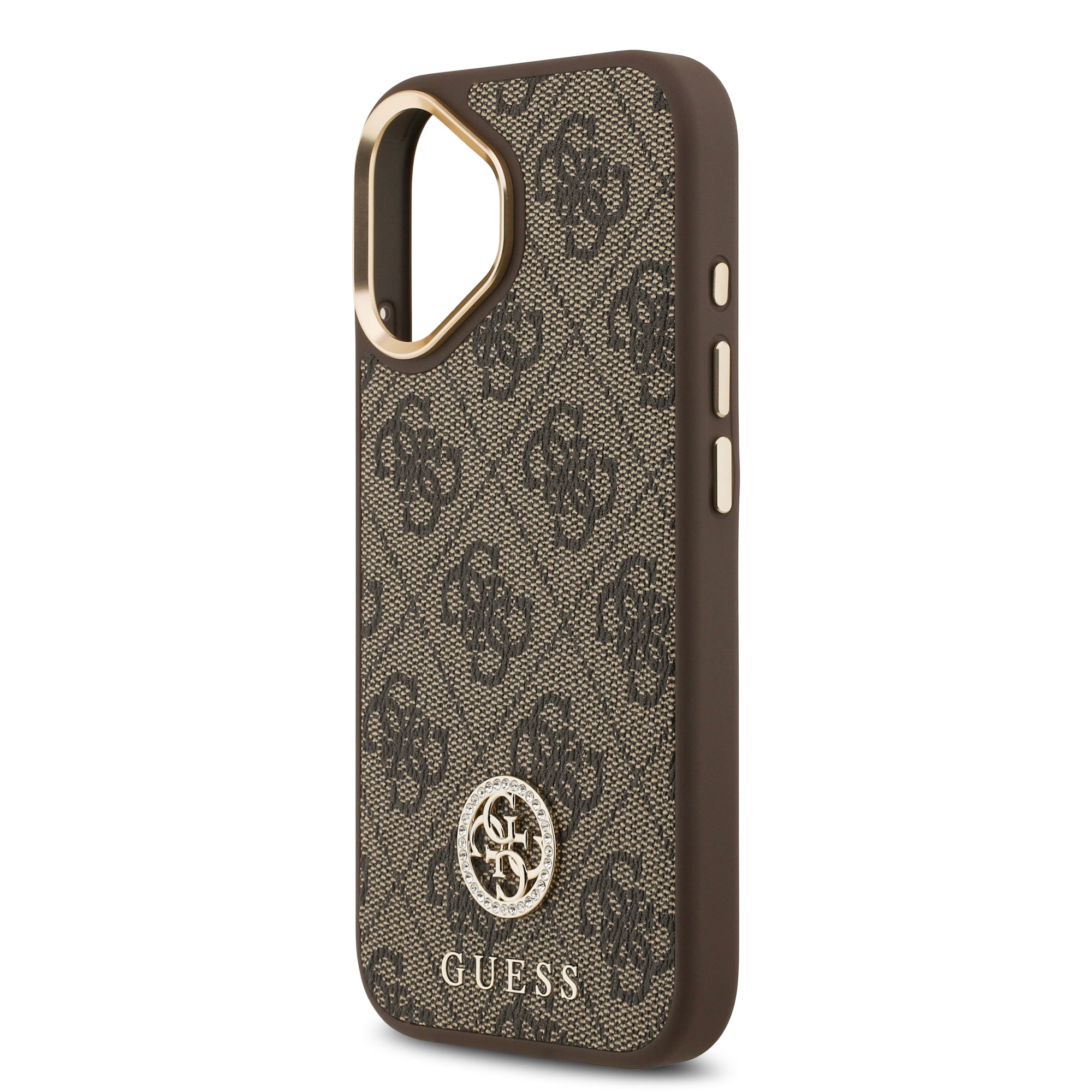 GUESS GUHMP16LP4G4DCSW HardCase MagSafe 4G PU W/ Strass Logo & Big Strap Metal Buttons Brown iPhone 16 Pro