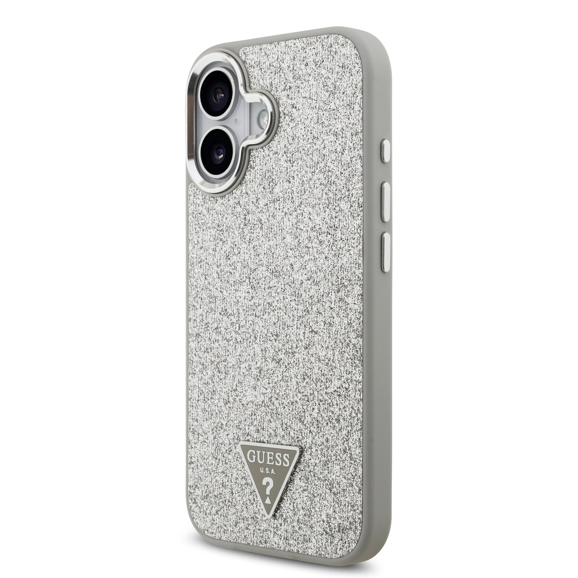 GUESS GUHMP17SPFGTSCMS Hardcase MagSafe PU Glitter W/ Triangle Logo SILVER iPhone 17