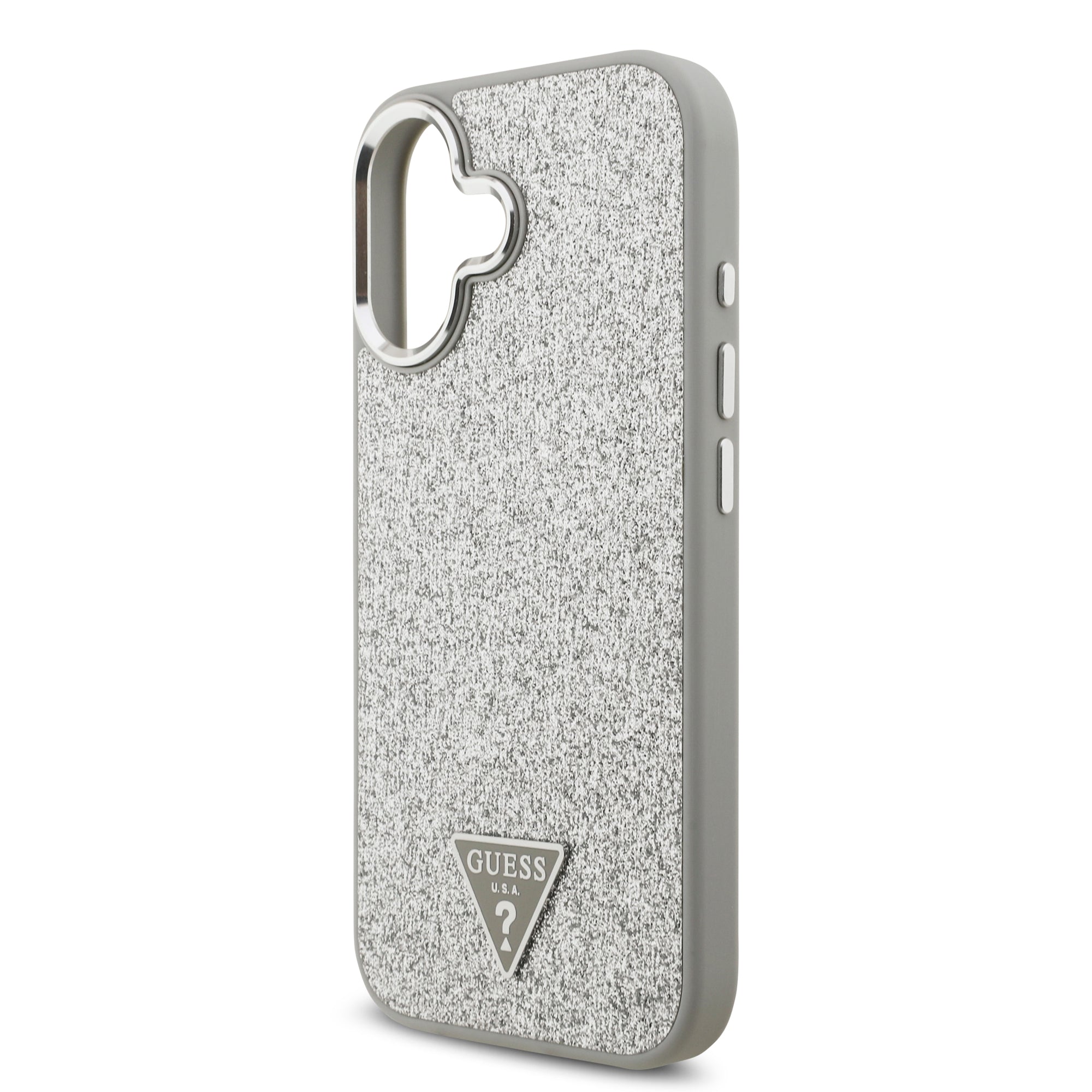 GUESS GUHMP17SPFGTSCMS Hardcase MagSafe PU Glitter W/ Triangle Logo SILVER iPhone 17