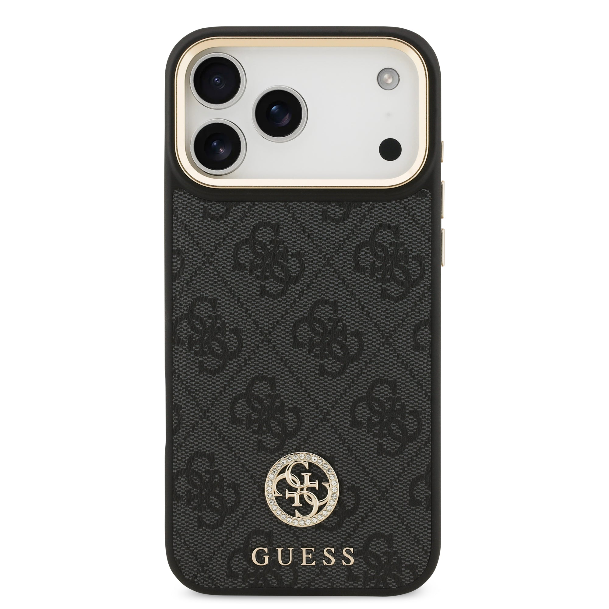GUESS GUHMP17LP4G4DCSK HardCase MagSafe 4G PU W/ Strass Logo & Big Strap Metal Buttons Black iPhone 17 Pro