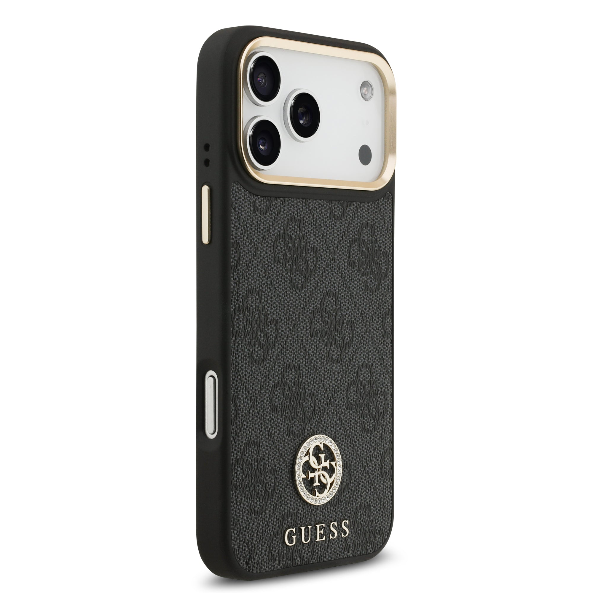 GUESS GUHMP17LP4G4DCSK HardCase MagSafe 4G PU W/ Strass Logo & Big Strap Metal Buttons Black iPhone 17 Pro