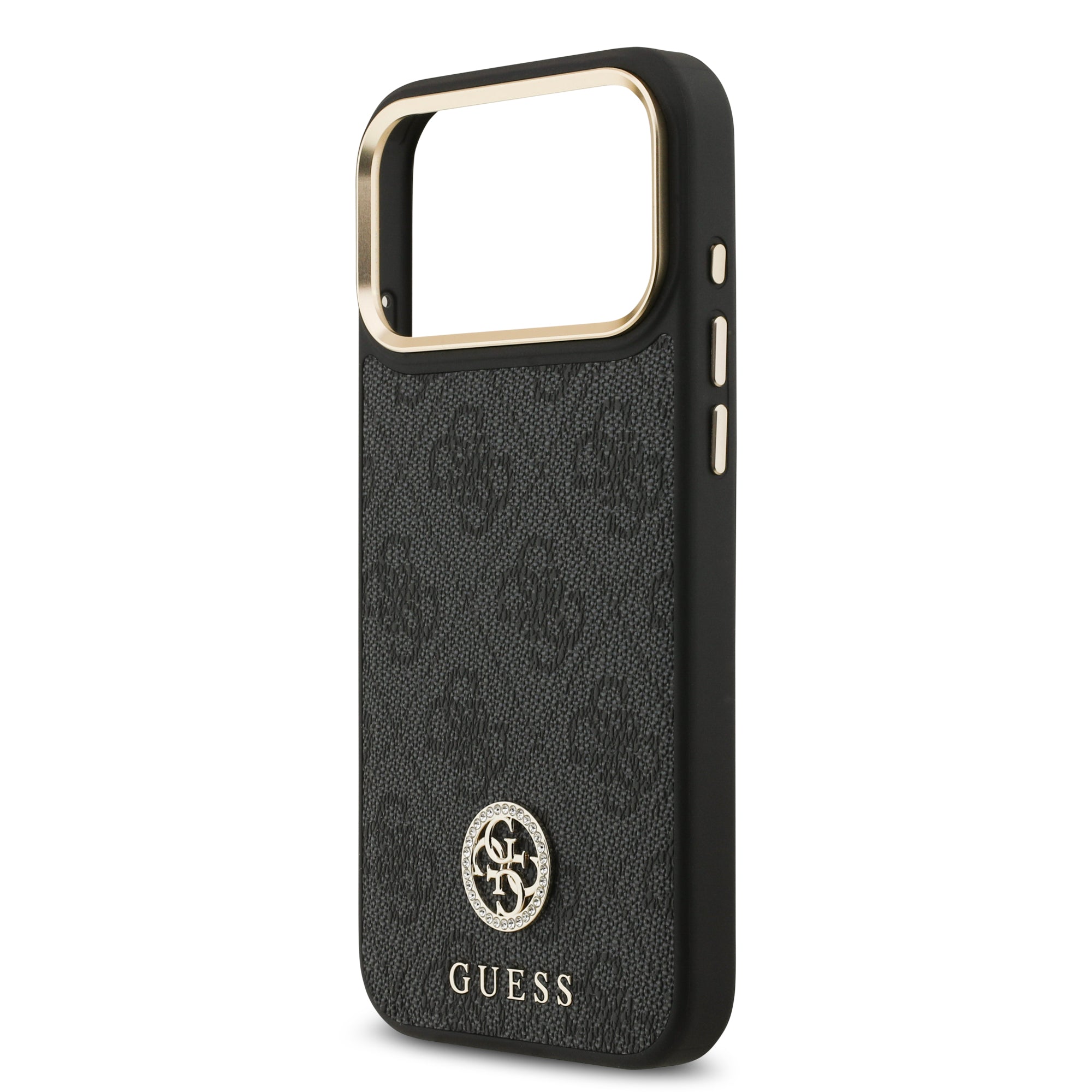 GUESS GUHMP17LP4G4DCSK HardCase MagSafe 4G PU W/ Strass Logo & Big Strap Metal Buttons Black iPhone 17 Pro