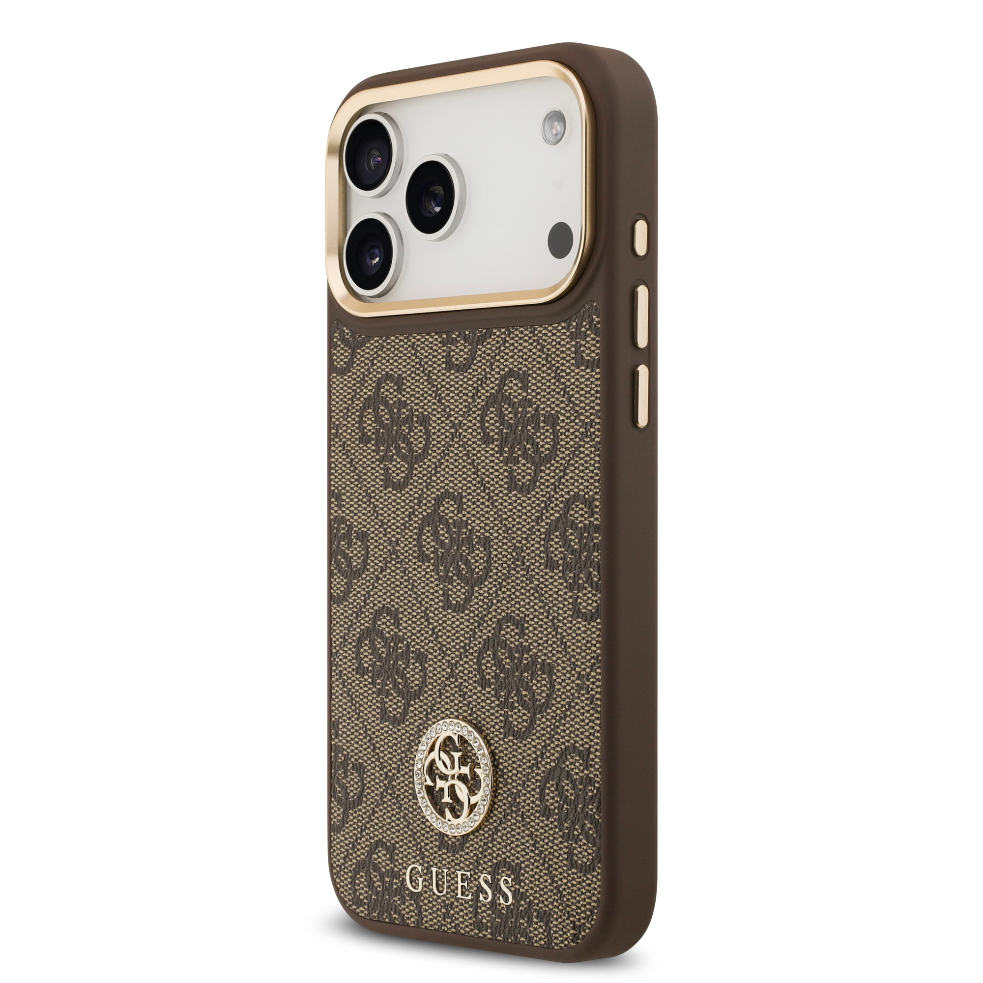 GUESS GUHMP17LP4G4DCSW HardCase MagSafe 4G PU W/ Strass Logo & Big Strap Metal Buttons Brown iPhone 17 Pro