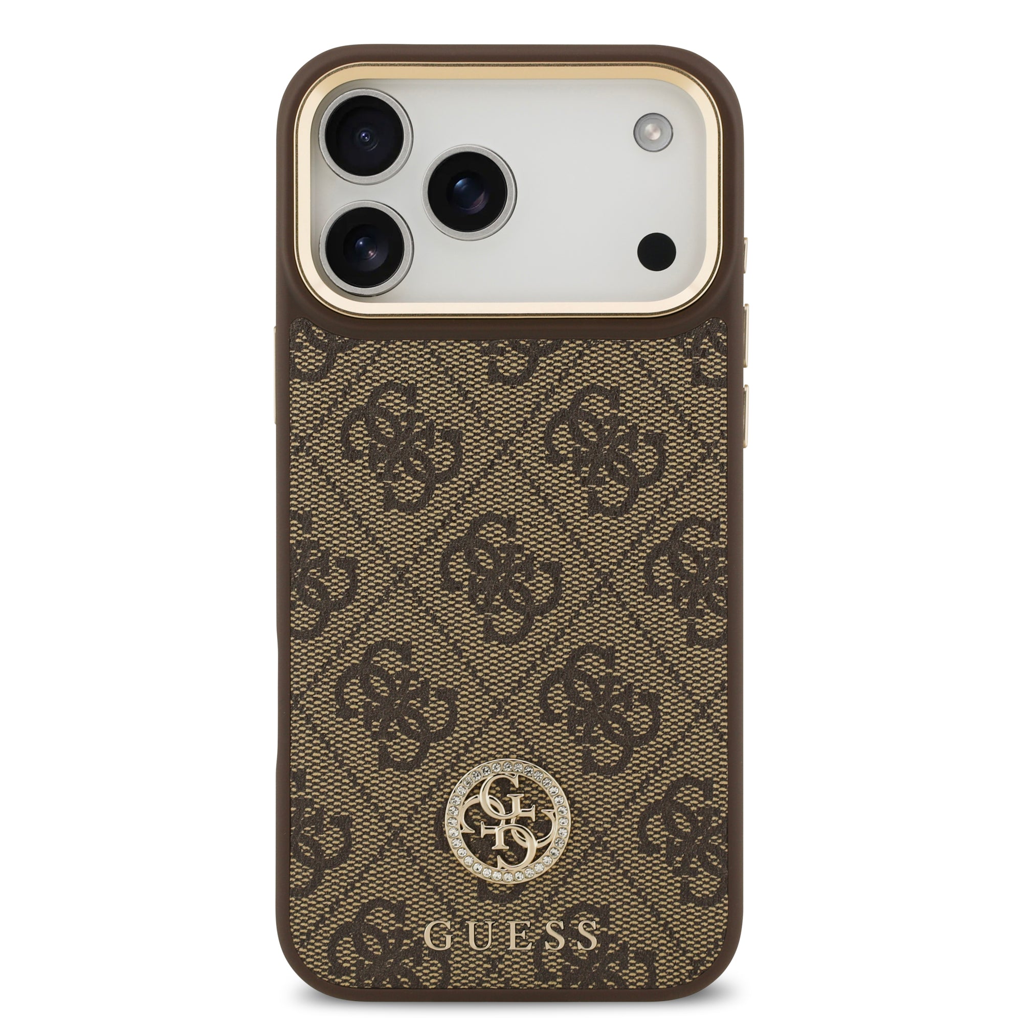 GUESS GUHMP17LP4G4DCSW HardCase MagSafe 4G PU W/ Strass Logo & Big Strap Metal Buttons Brown iPhone 17 Pro
