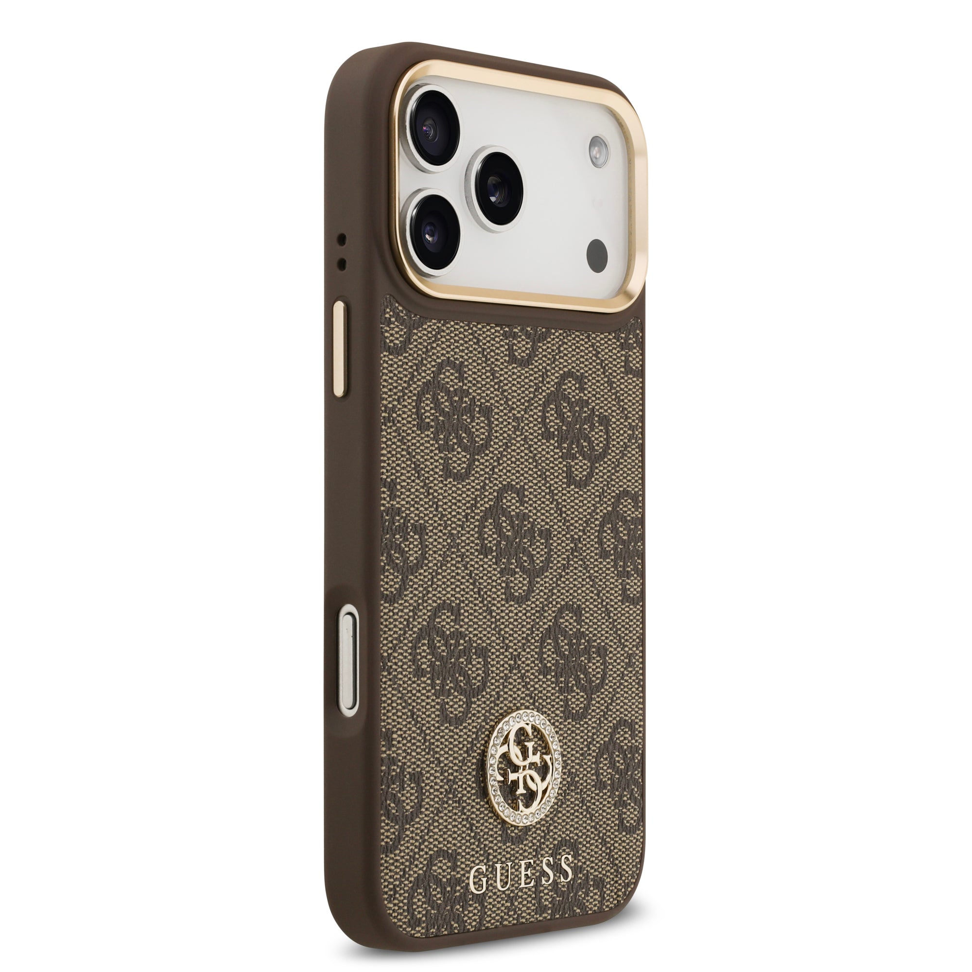 GUESS GUHMP17LP4G4DCSW HardCase MagSafe 4G PU W/ Strass Logo & Big Strap Metal Buttons Brown iPhone 17 Pro