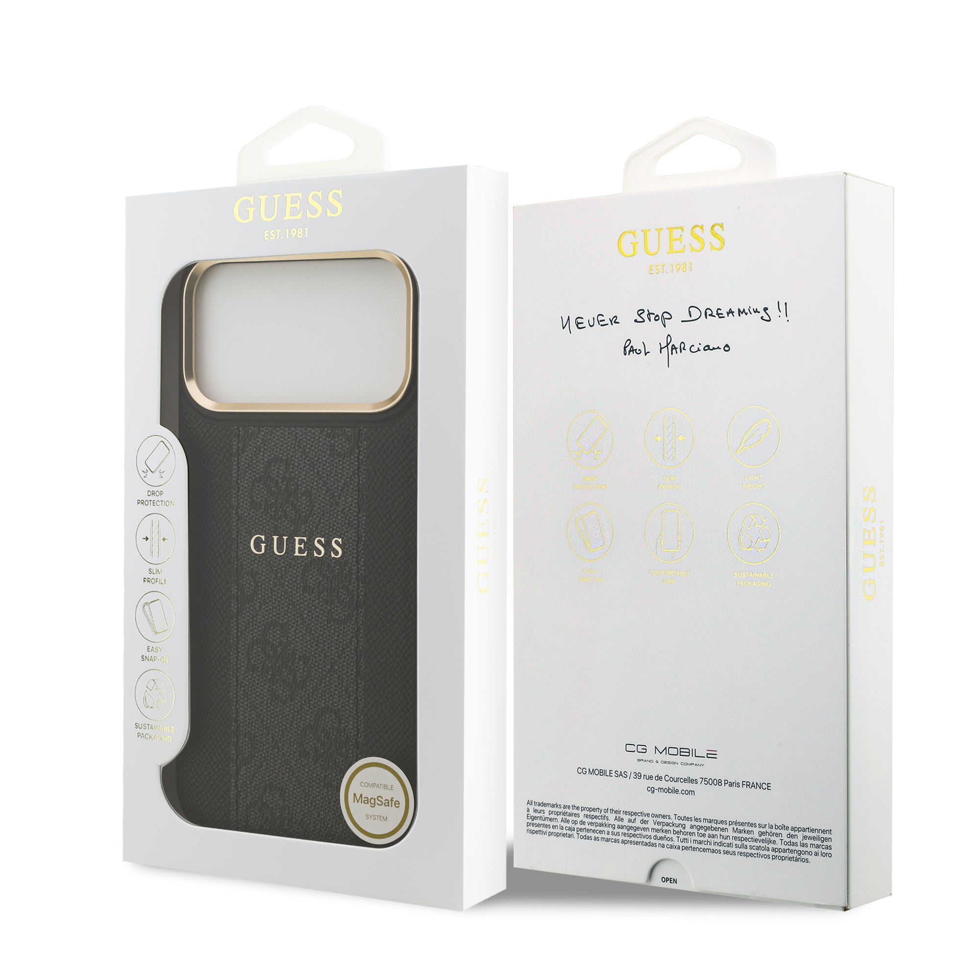 GUESS GUHMP17XPG4SEMCK HardCase MagSafe PU W/ 4G PU Stripe Black iPhone 17 Pro Max