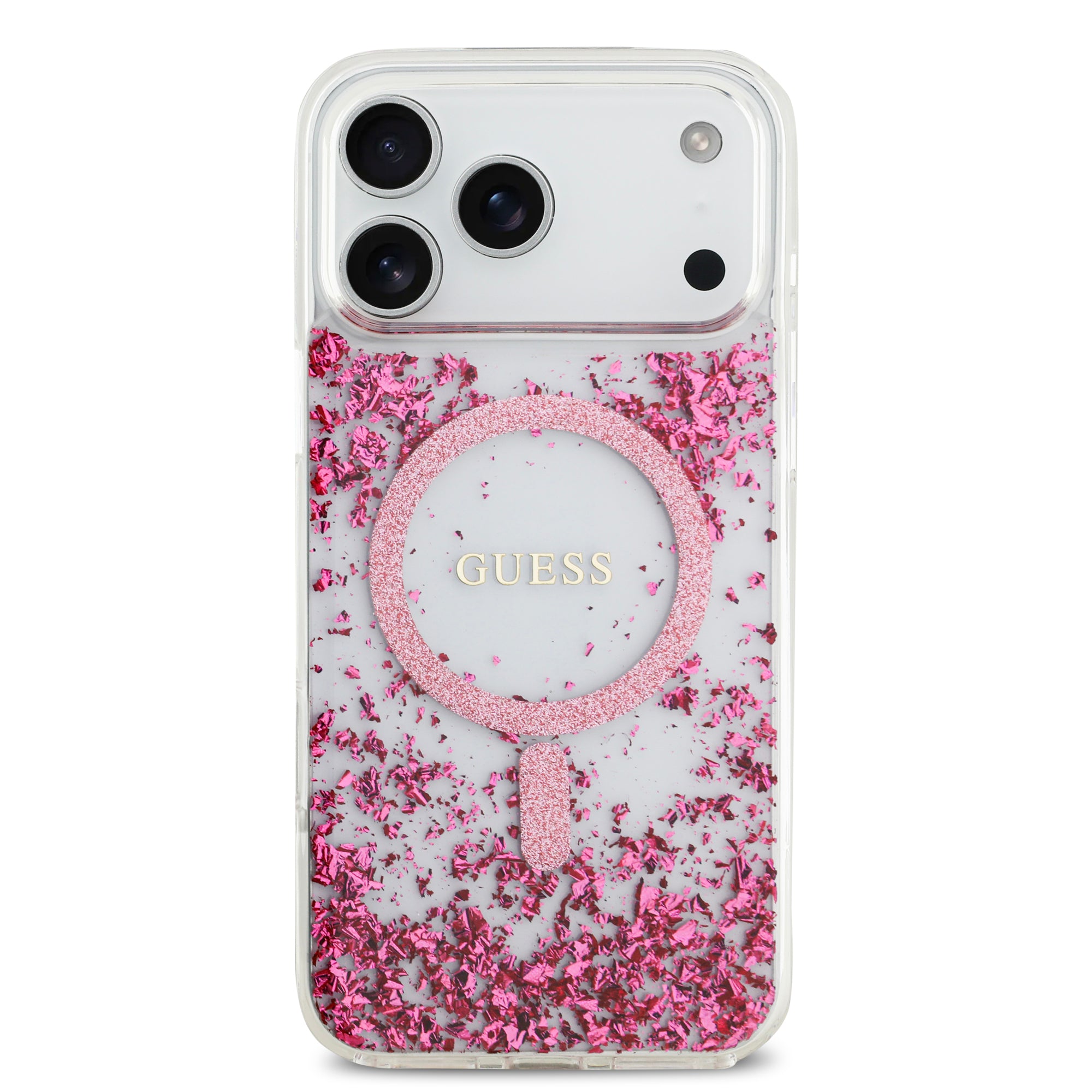 GUESS GUHMP17XRGRGEP HardCase MagSafe RESIN BOTTOM Glitter Pink iPhone 17 Pro Max