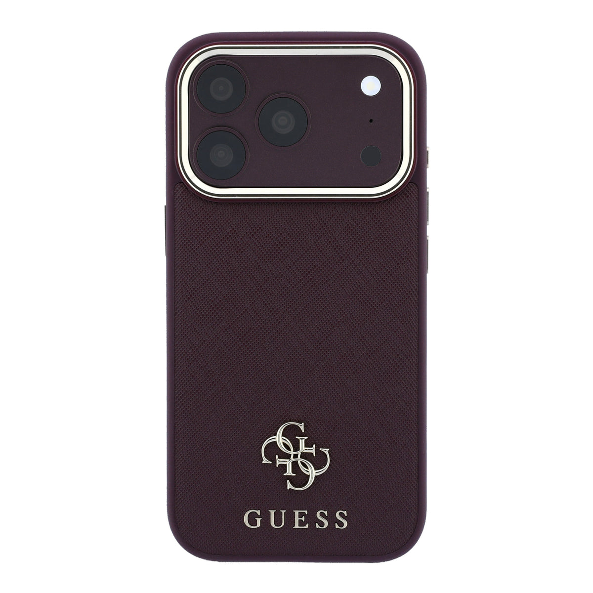 Guess GUHMP18L6PSA4DMU Saffiano Small 4G & Classic Logo MagSafe case for iPhone 18 Pro / 17 Pro burgundy