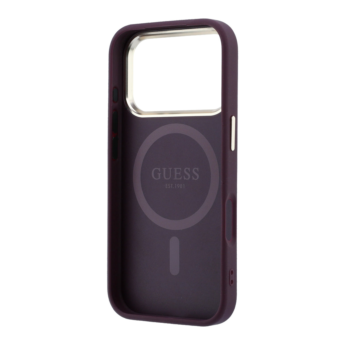 Guess GUHMP18L6PSA4DMU Saffiano Small 4G & Classic Logo MagSafe case for iPhone 18 Pro / 17 Pro burgundy