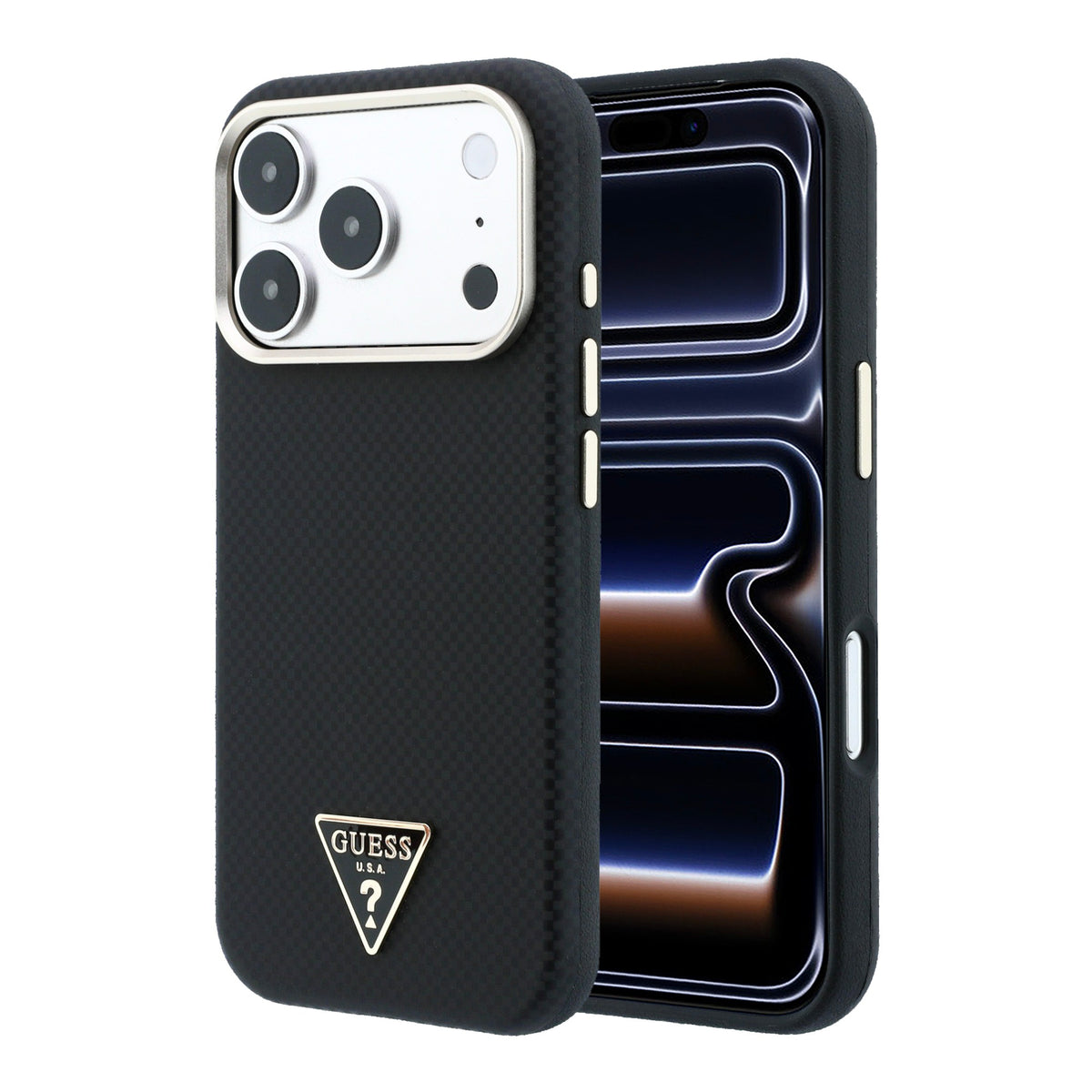 Guess GUHMP18L6PWKSGTK Kevlar Triangle Logo MagSafe for iPhone 18 Pro / 17 Pro black