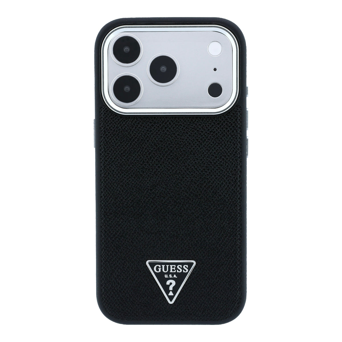 Guess GUHMP18LPGSMTLSK Grained Triangle Logo MagSafe for iPhone 18 Pro / 17 Pro black