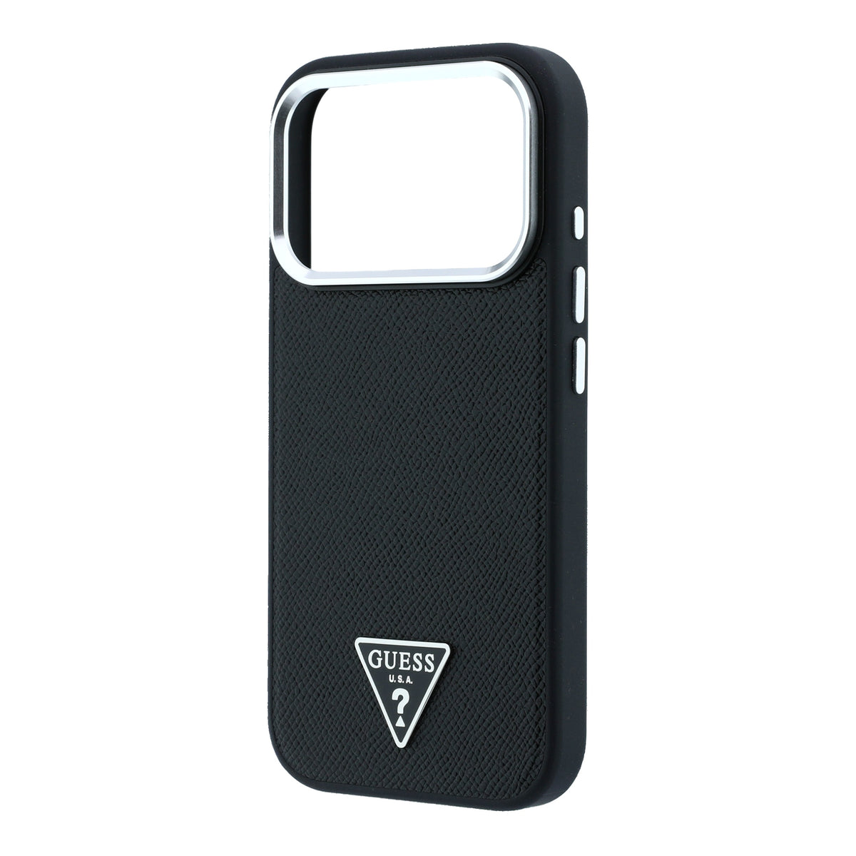 Guess GUHMP18LPGSMTLSK Grained Triangle Logo MagSafe for iPhone 18 Pro / 17 Pro black