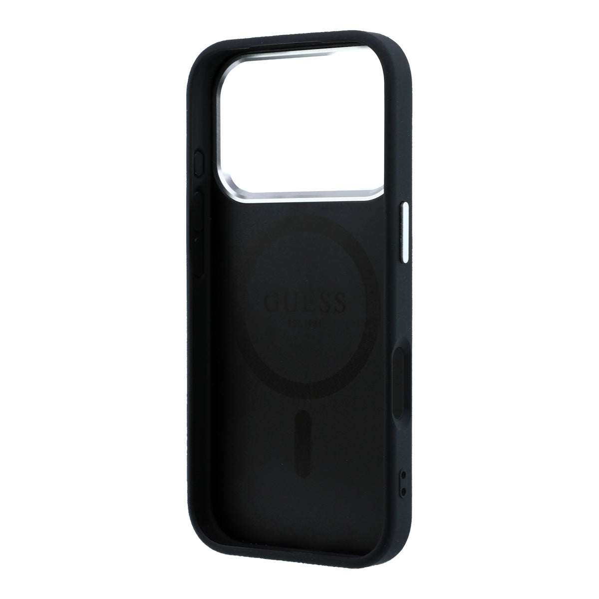 Guess GUHMP18LPGSMTLSK Grained Triangle Logo MagSafe for iPhone 18 Pro / 17 Pro black