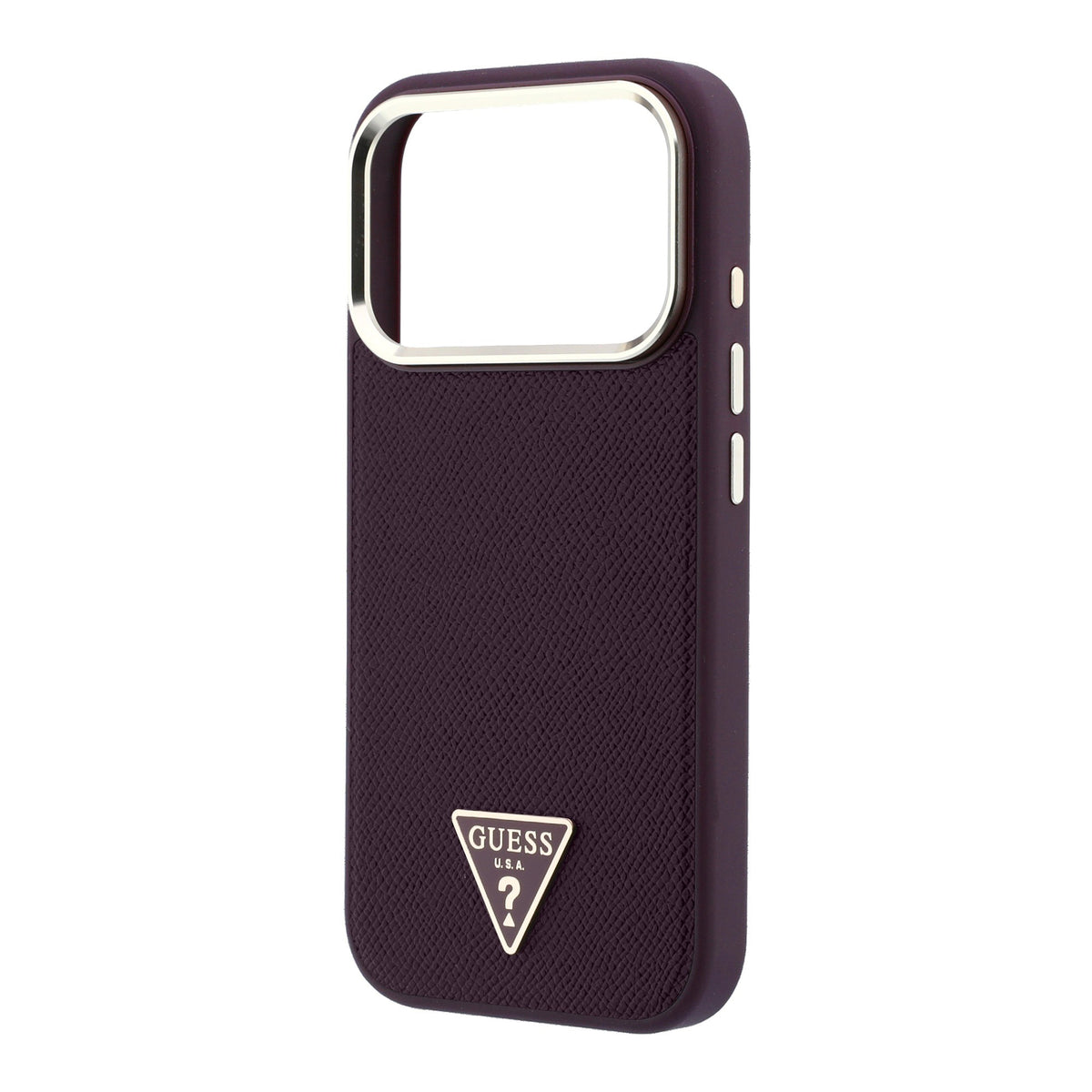 Guess GUHMP18LPGSMTLSU Grained Triangle Logo MagSafe for iPhone 18 Pro / 17 Pro burgundy