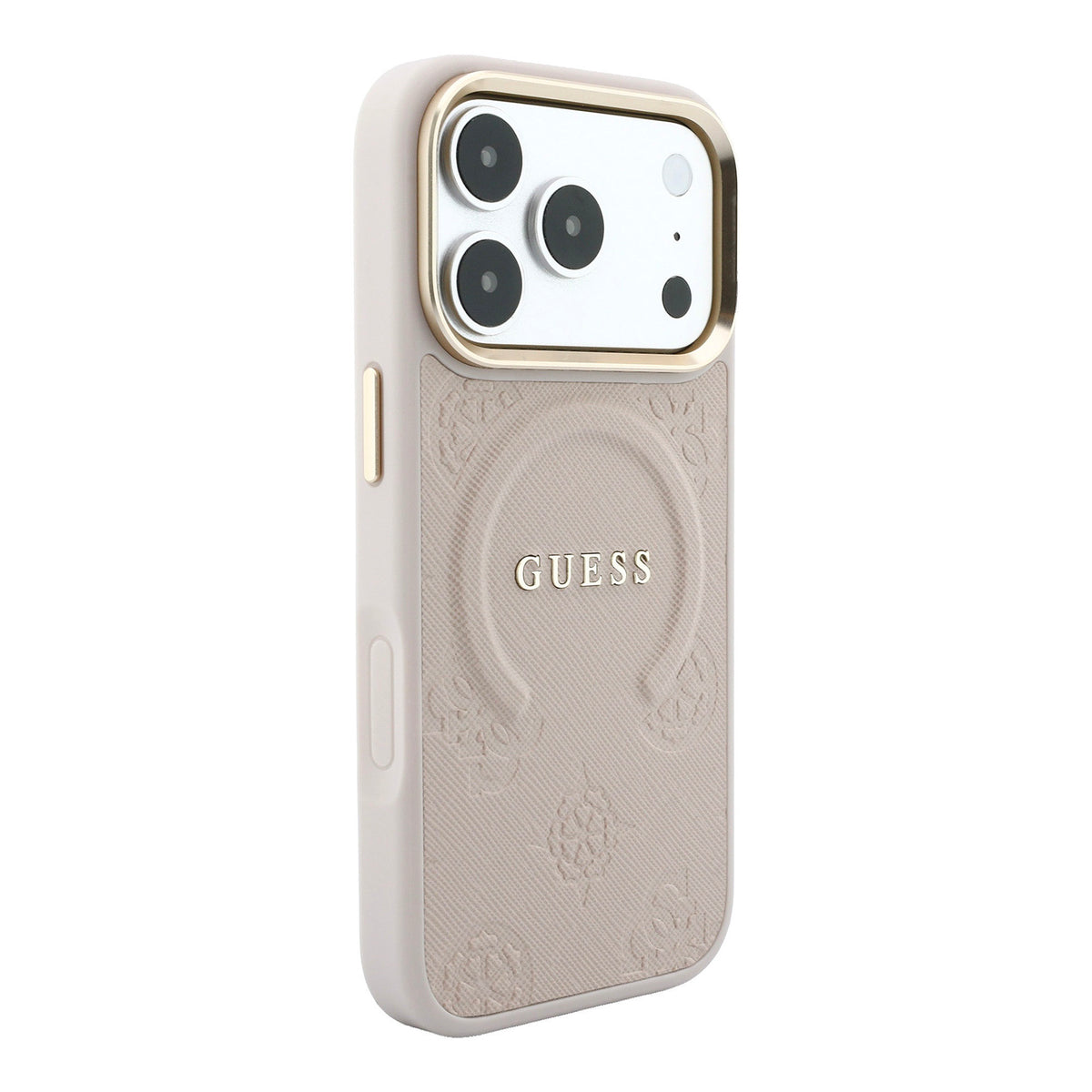 Guess GUHMP18LPSAMSECP Saffiano Peony & Ring MagSafe Case for iPhone 18 Pro / 17 Pro pink