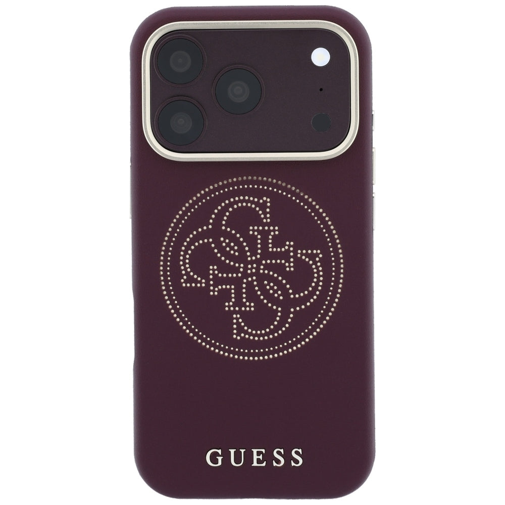 Guess iPhone 18 Pro Max / 17 Pro Max Case Perforated 4G Gold Logo Magsafe burgundy