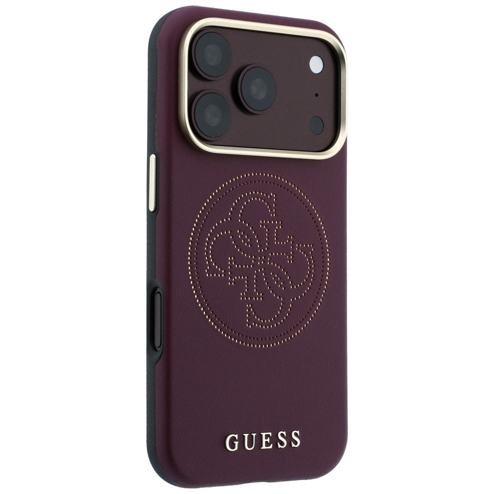 Guess iPhone 18 Pro Max / 17 Pro Max Case Perforated 4G Gold Logo Magsafe burgundy