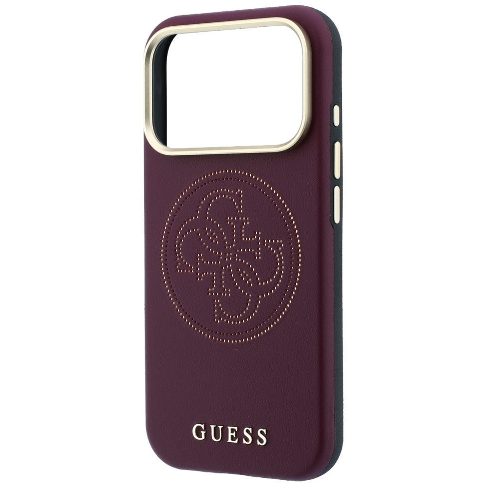Guess iPhone 18 Pro Max / 17 Pro Max Case Perforated 4G Gold Logo Magsafe burgundy
