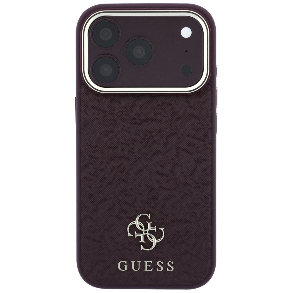 Guess GUHMP18X6PSA4DMU Saffiano Small 4G & Classic Logo MagSafe for iPhone 18 Pro Max / 17 Pro Max burgundy