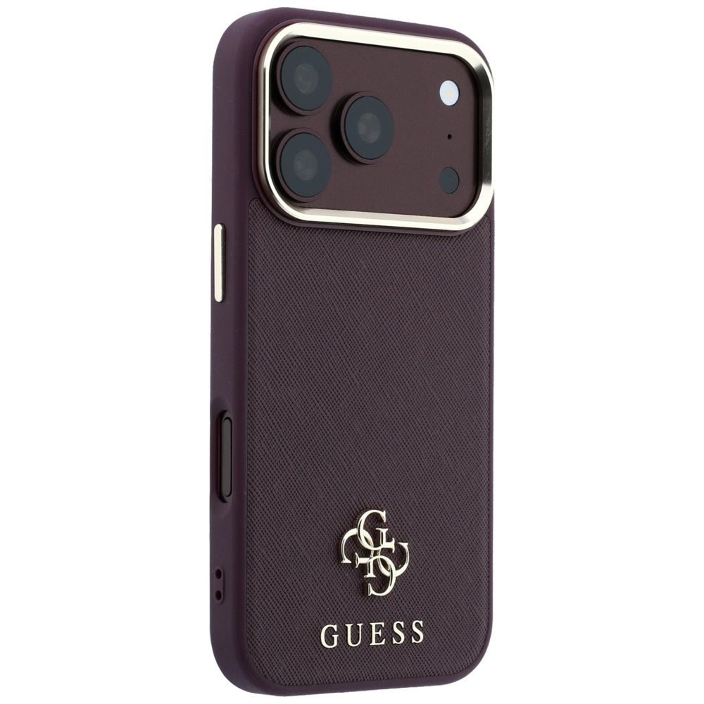 Guess GUHMP18X6PSA4DMU Saffiano Small 4G & Classic Logo MagSafe for iPhone 18 Pro Max / 17 Pro Max burgundy