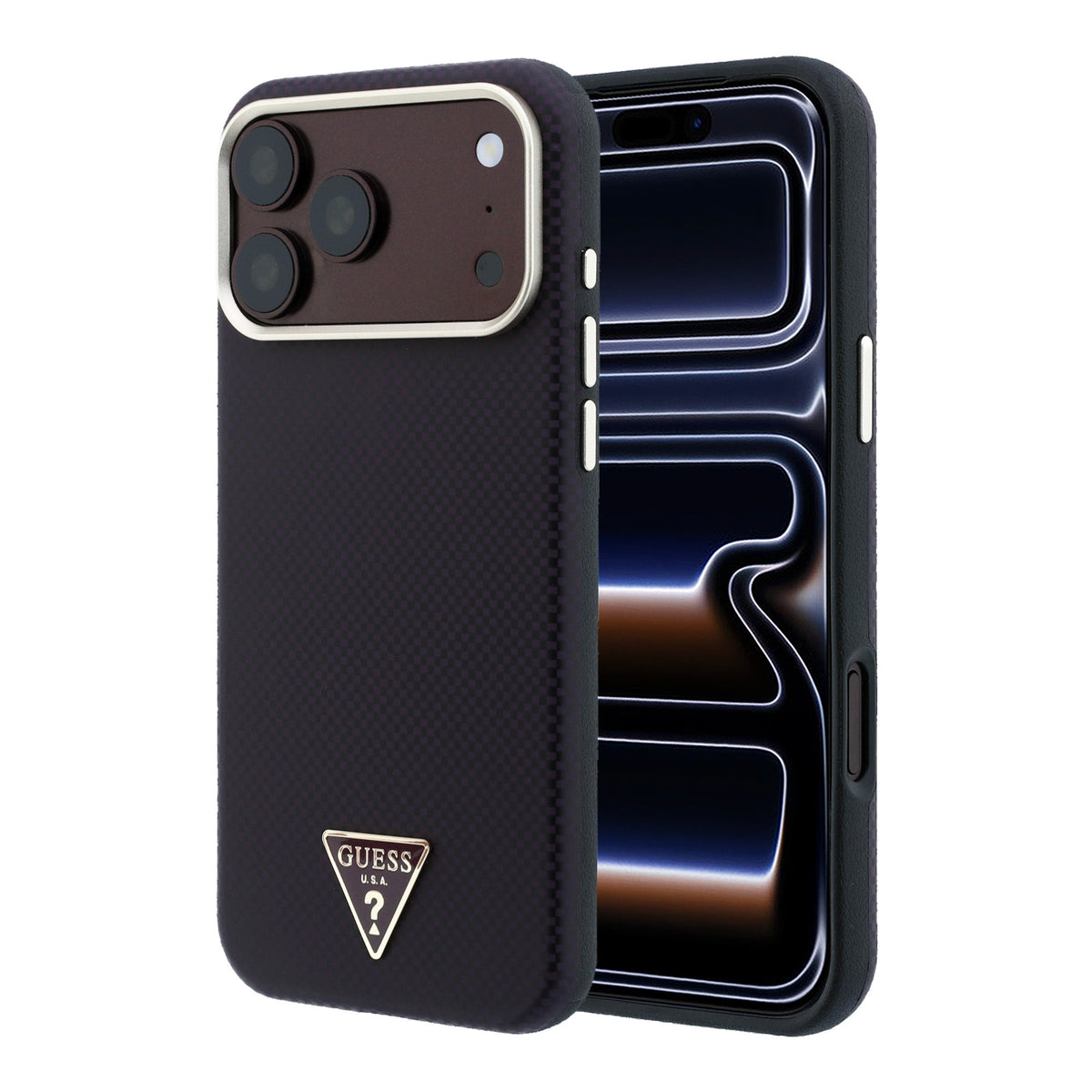 Guess GUHMP18X6PWKSGTU Kevlar Triangle Logo MagSafe for iPhone 18 Pro Max / 17 Pro Max Burgnudy