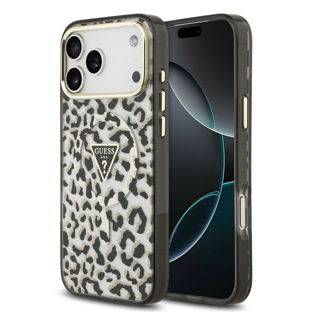 Guess GUHMP18XHLEGTGLK IML Zebra Glitter Triangle Logo MagSafe Case for iPhone 18 Pro Max / iPhone 17 Pro Max