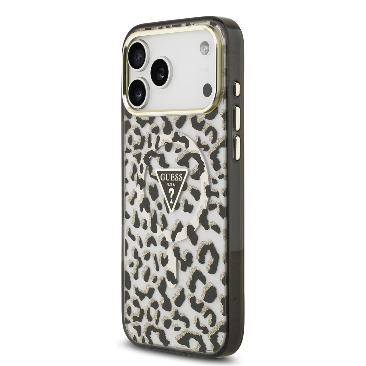 Guess GUHMP18XHLEGTGLK IML Zebra Glitter Triangle Logo MagSafe Case for iPhone 18 Pro Max / iPhone 17 Pro Max