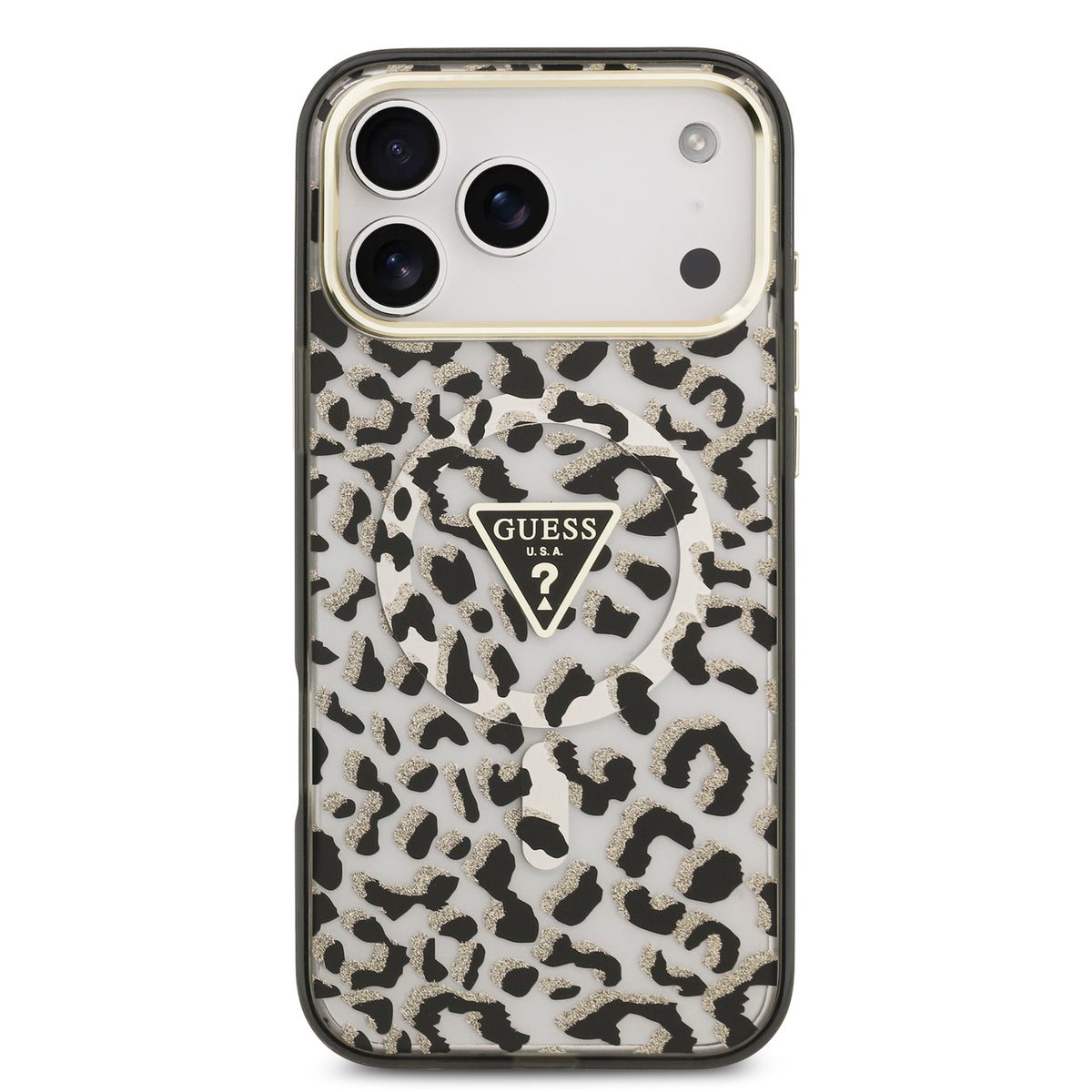 Guess GUHMP18XHLEGTGLK IML Zebra Glitter Triangle Logo MagSafe Case for iPhone 18 Pro Max / iPhone 17 Pro Max
