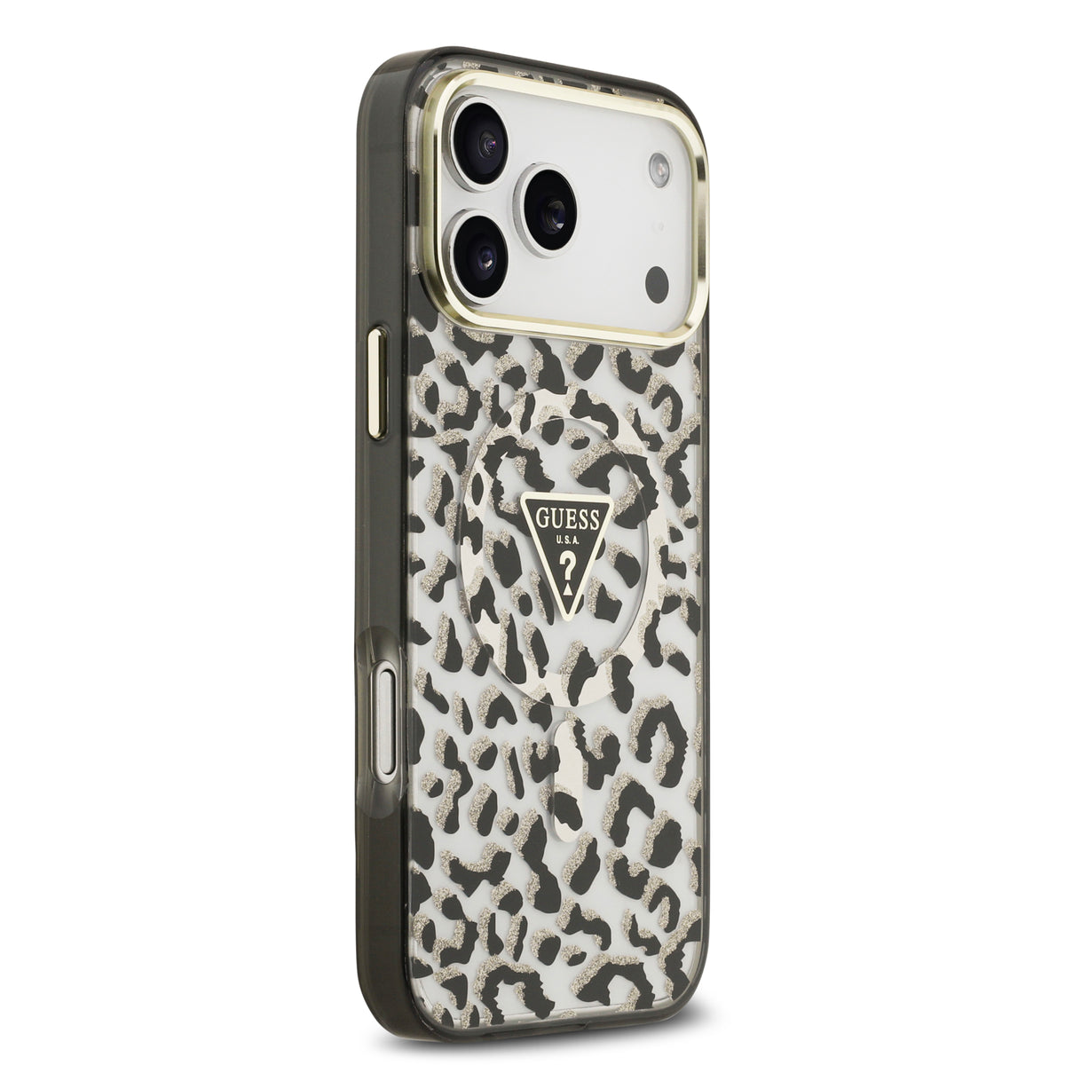 Guess GUHMP18XHLEGTGLK IML Zebra Glitter Triangle Logo MagSafe Case for iPhone 18 Pro Max / iPhone 17 Pro Max