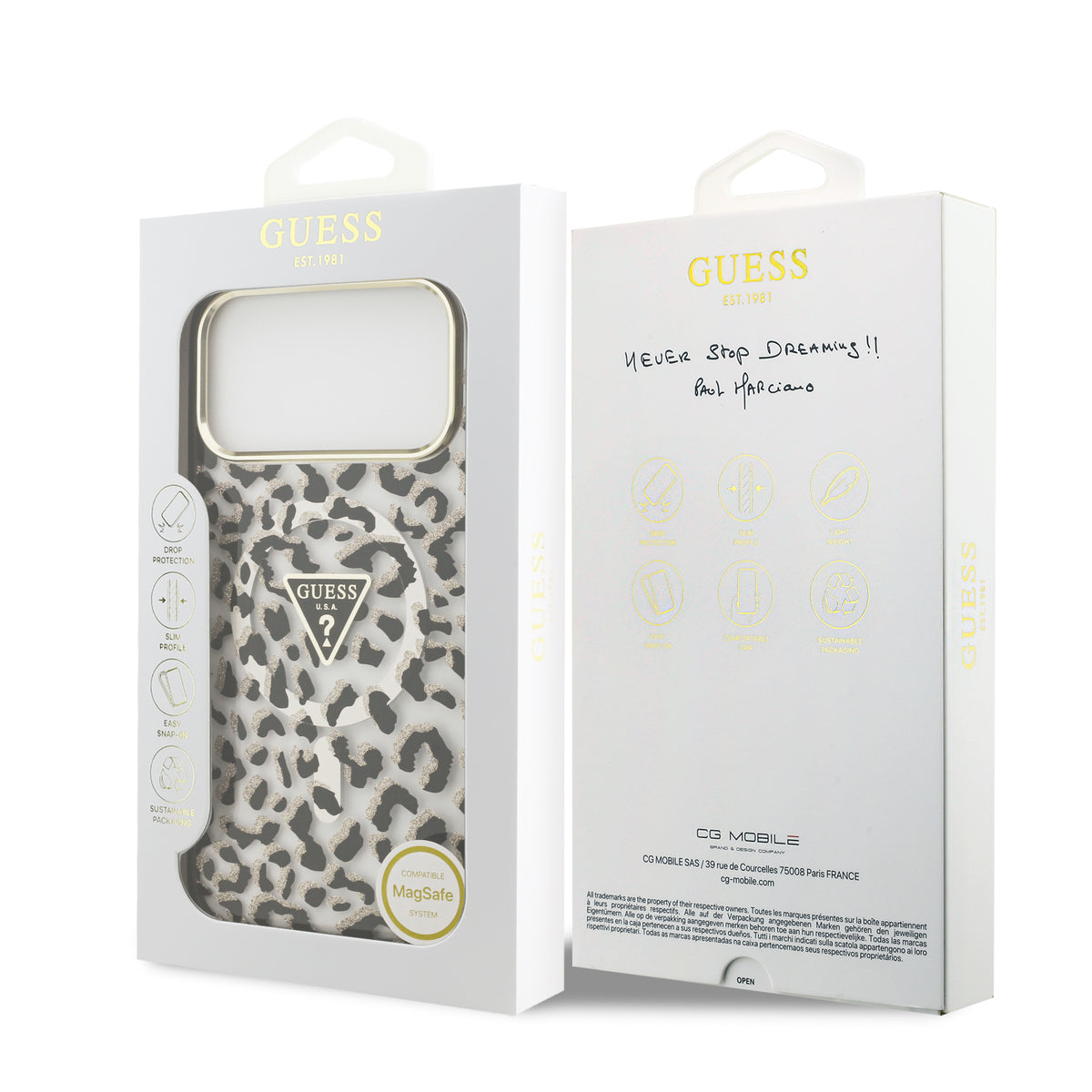 Guess GUHMP18XHLEGTGLK IML Zebra Glitter Triangle Logo MagSafe Case for iPhone 18 Pro Max / iPhone 17 Pro Max