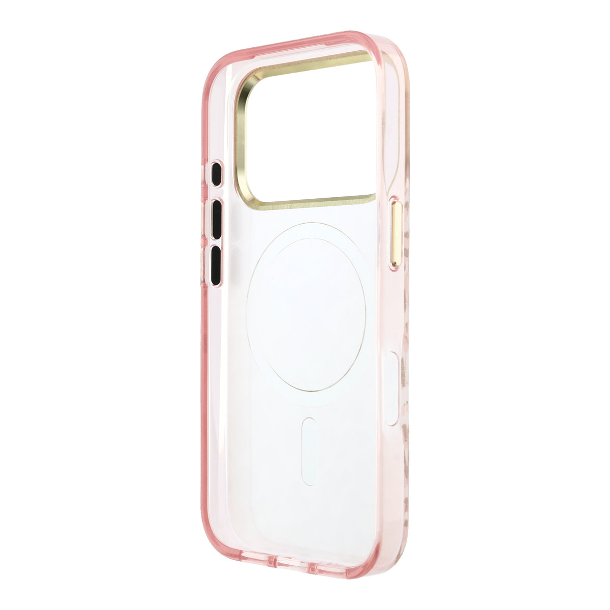 Guess GUHMP18LHLEGTGLP IML Leopard Glitter Triangle Logo MagSafe Case for iPhone 18 Pro / iPhone 17 Pro pink