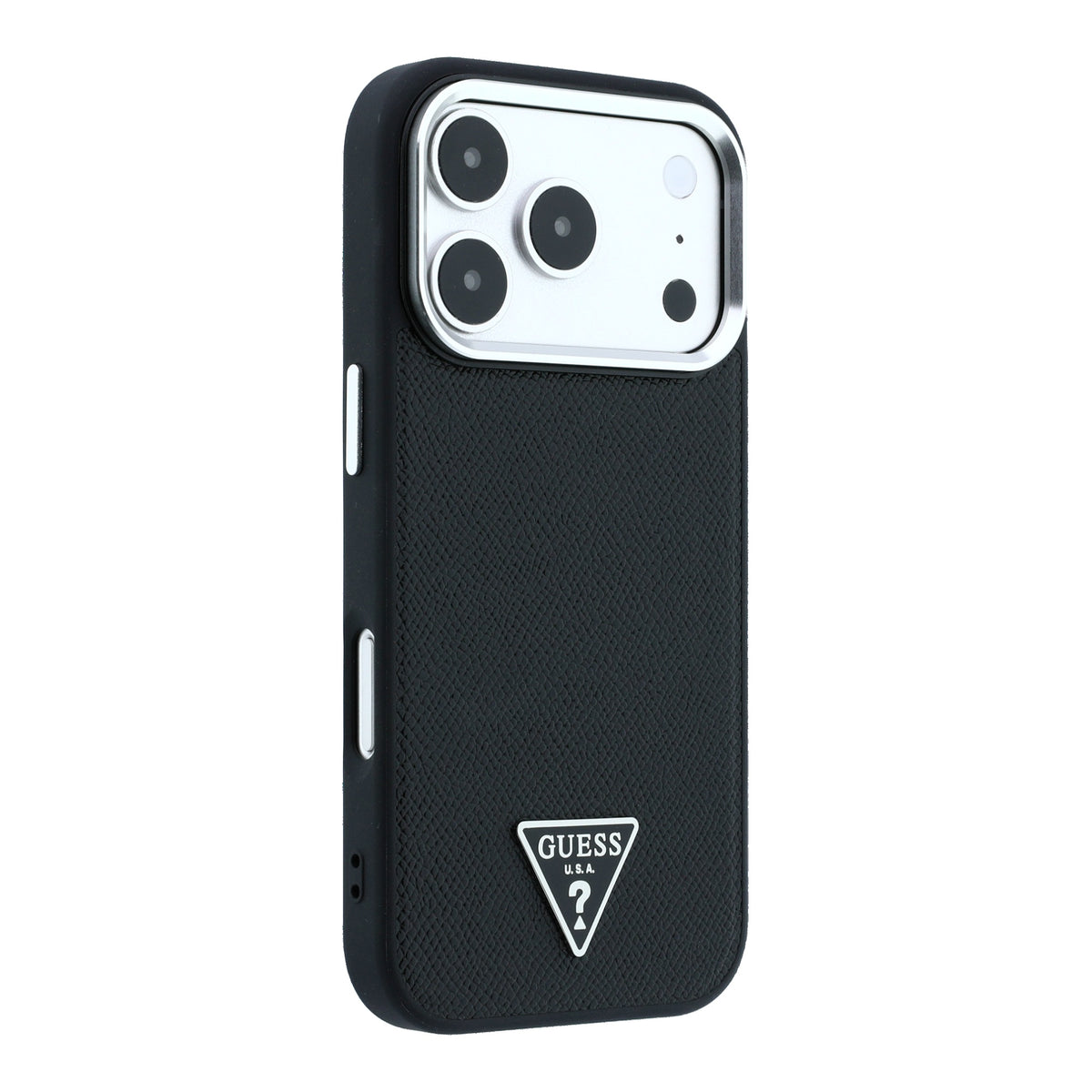 Guess GUHMP18XPGSMTLSK Grained Triangle Logo MagSafe case for iPhone 18 Pro Max / 17 Pro Max black