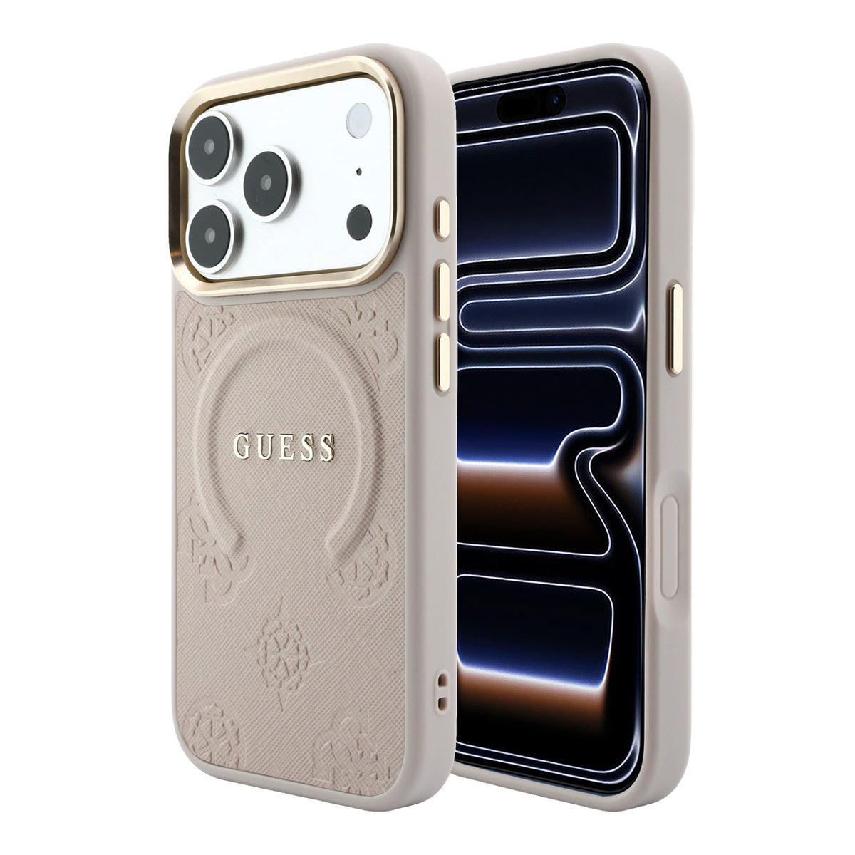 Guess GUHMP18LPSAMSECP Saffiano Peony & Ring MagSafe Case for iPhone 18 Pro / 17 Pro pink