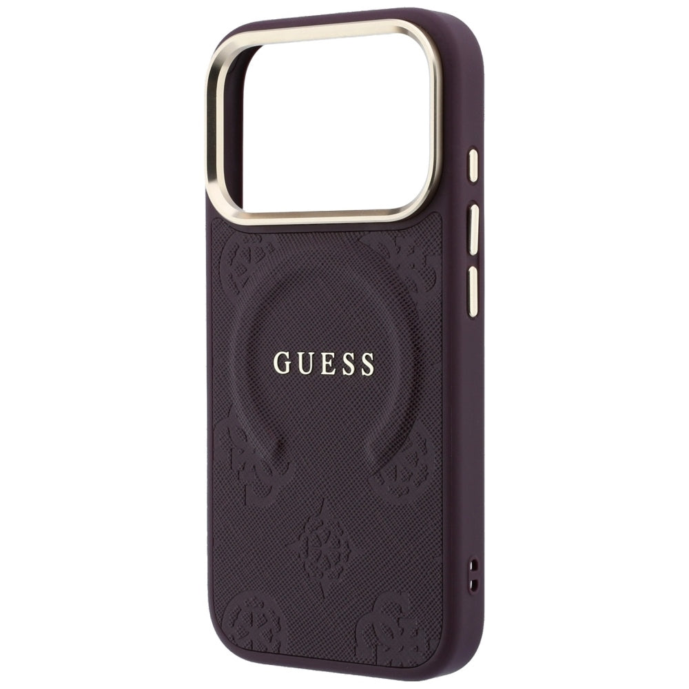 Guess iPhone 18 Pro Max / 17 Pro Max Case Saffiano Peony & Ring MagSafe Burgundy