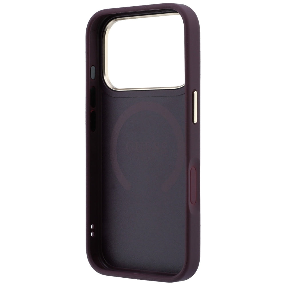 Guess iPhone 18 Pro Max / 17 Pro Max Case Saffiano Peony & Ring MagSafe Burgundy